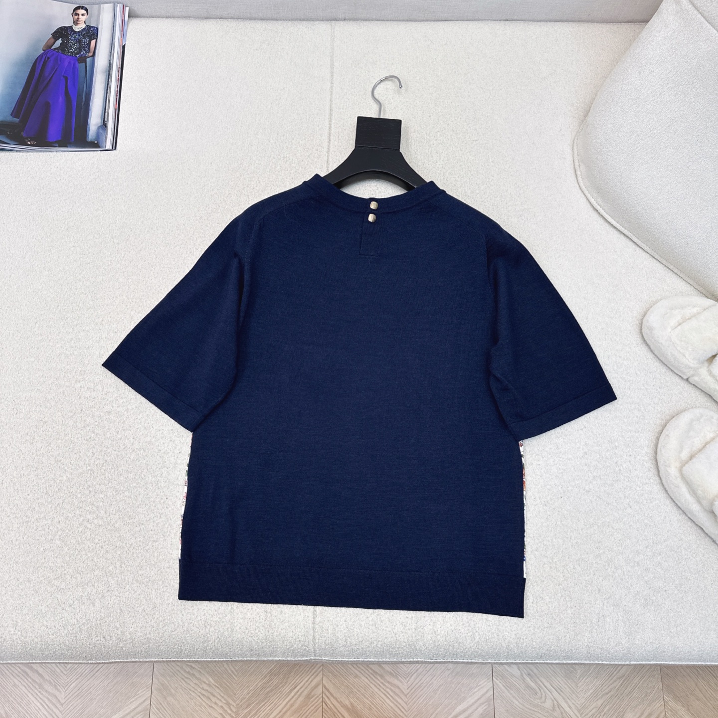 高智感老钱风穿搭 lp🆕 25Ss————早秋最新款高级感印花拼接短袖毛衣🖤七夕限定复古田园繁花精致图案