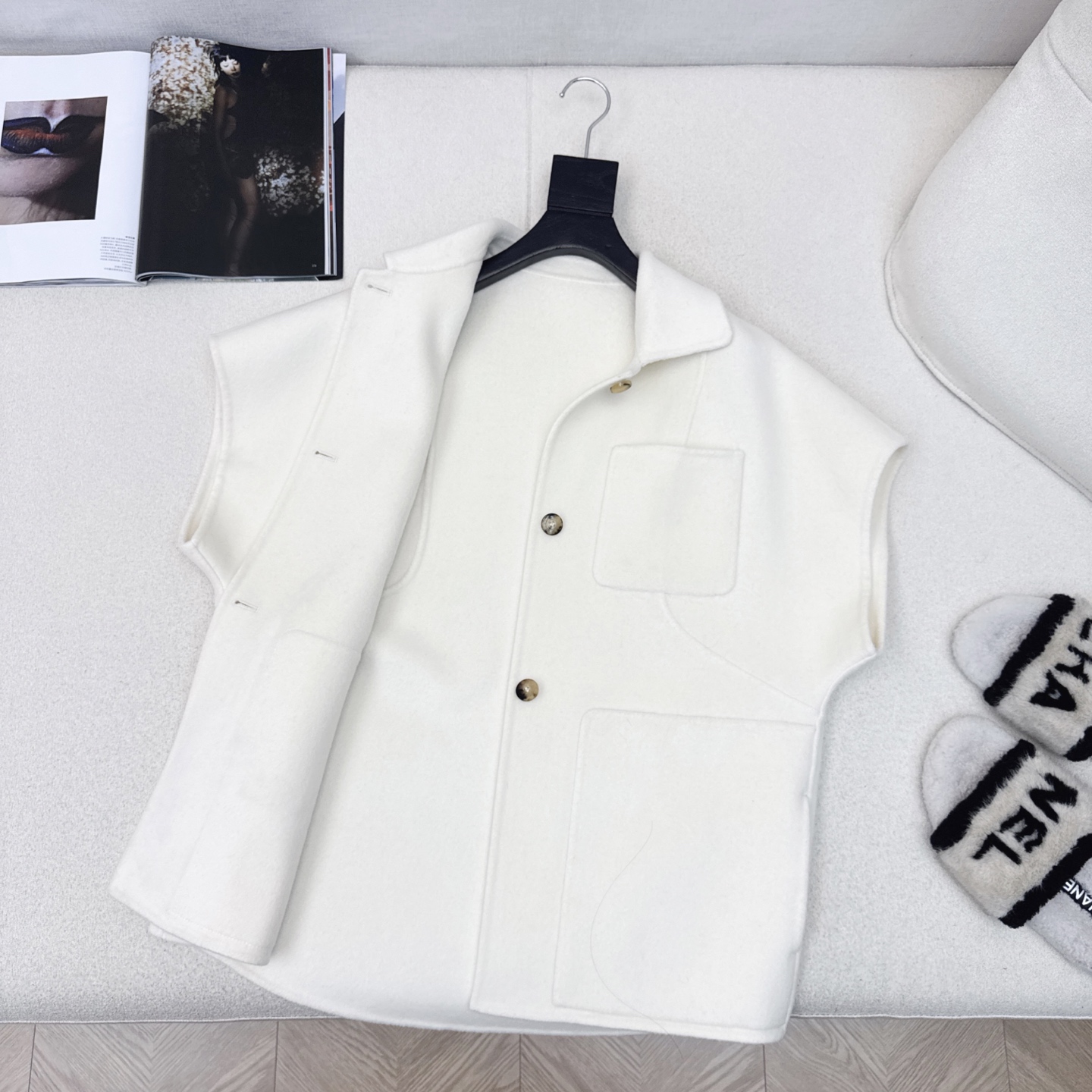 独家款～ Her———白秋冬最新款高级极简风廓形中长款双面呢马甲🤎叠搭神器 纯手工制作双面尼羊绒面料 翻