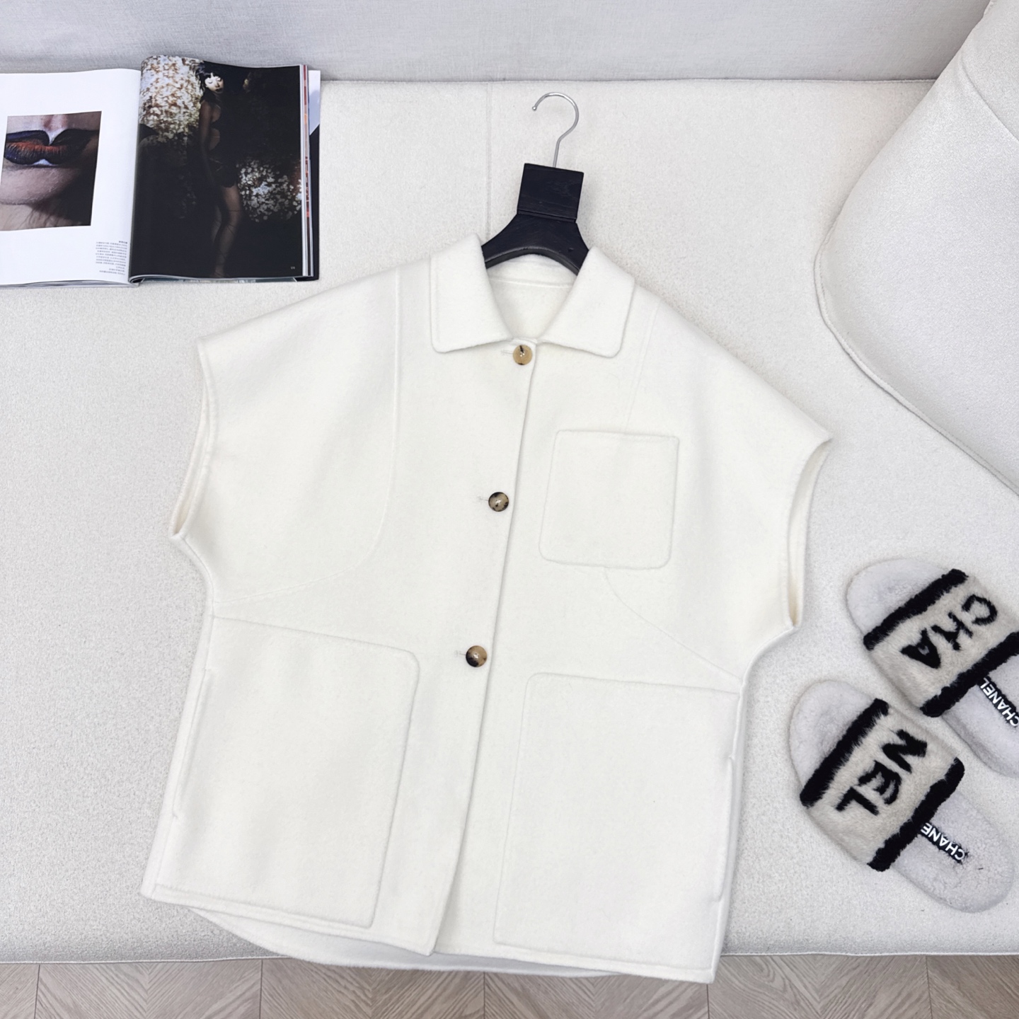 独家款～ Her———白秋冬最新款高级极简风廓形中长款双面呢马甲🤎叠搭神器 纯手工制作双面尼羊绒面料 翻