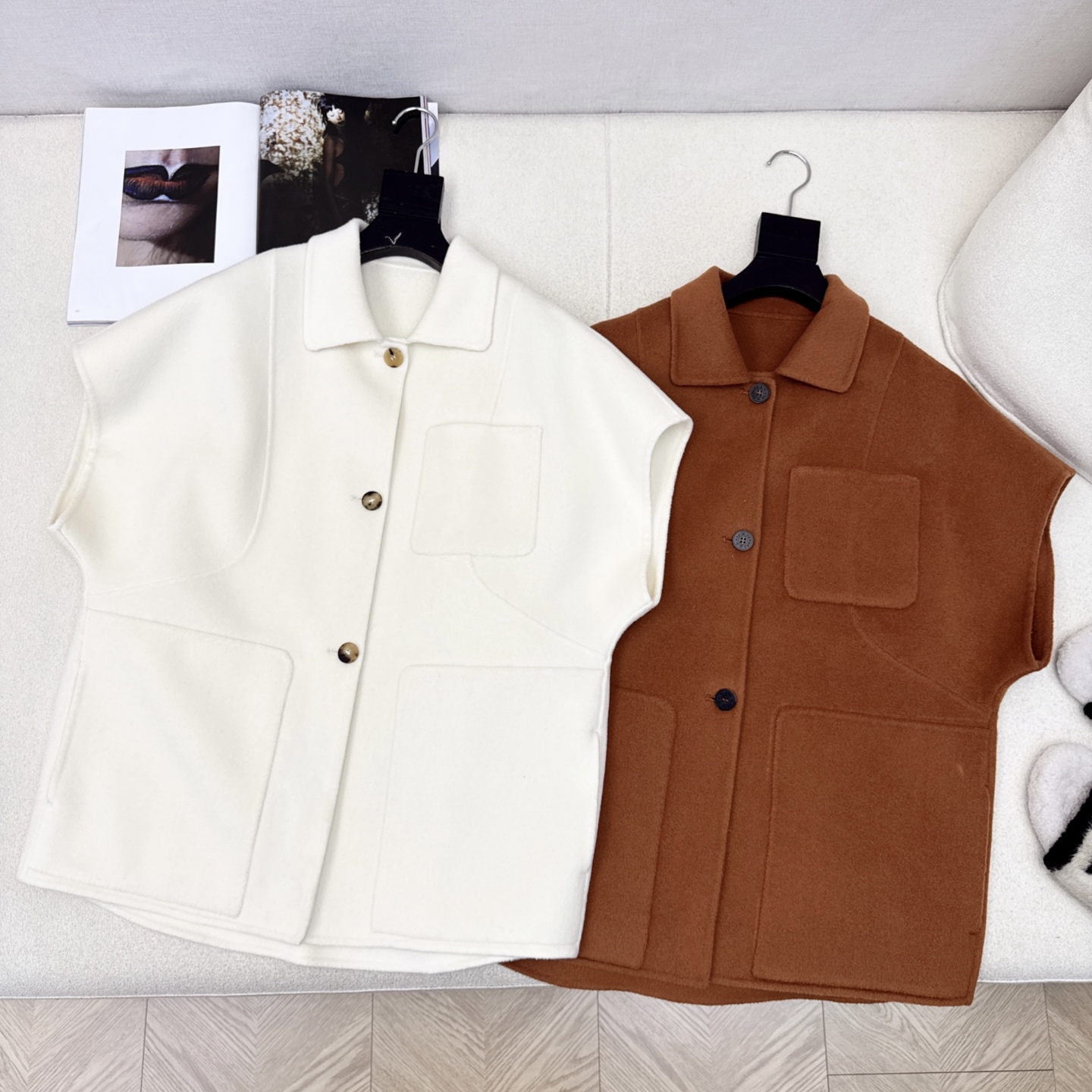 独家款～ Her———白秋冬最新款高级极简风廓形中长款双面呢马甲🤎叠搭神器 纯手工制作双面尼羊绒面料 翻