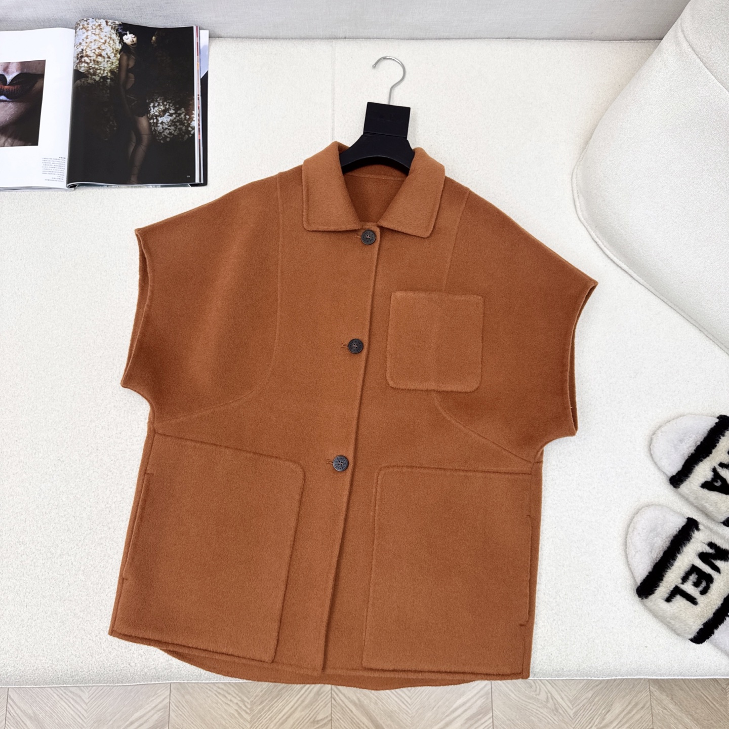 独家款～ Her———白秋冬最新款高级极简风廓形中长款双面呢马甲🤎叠搭神器 纯手工制作双面尼羊绒面料 翻