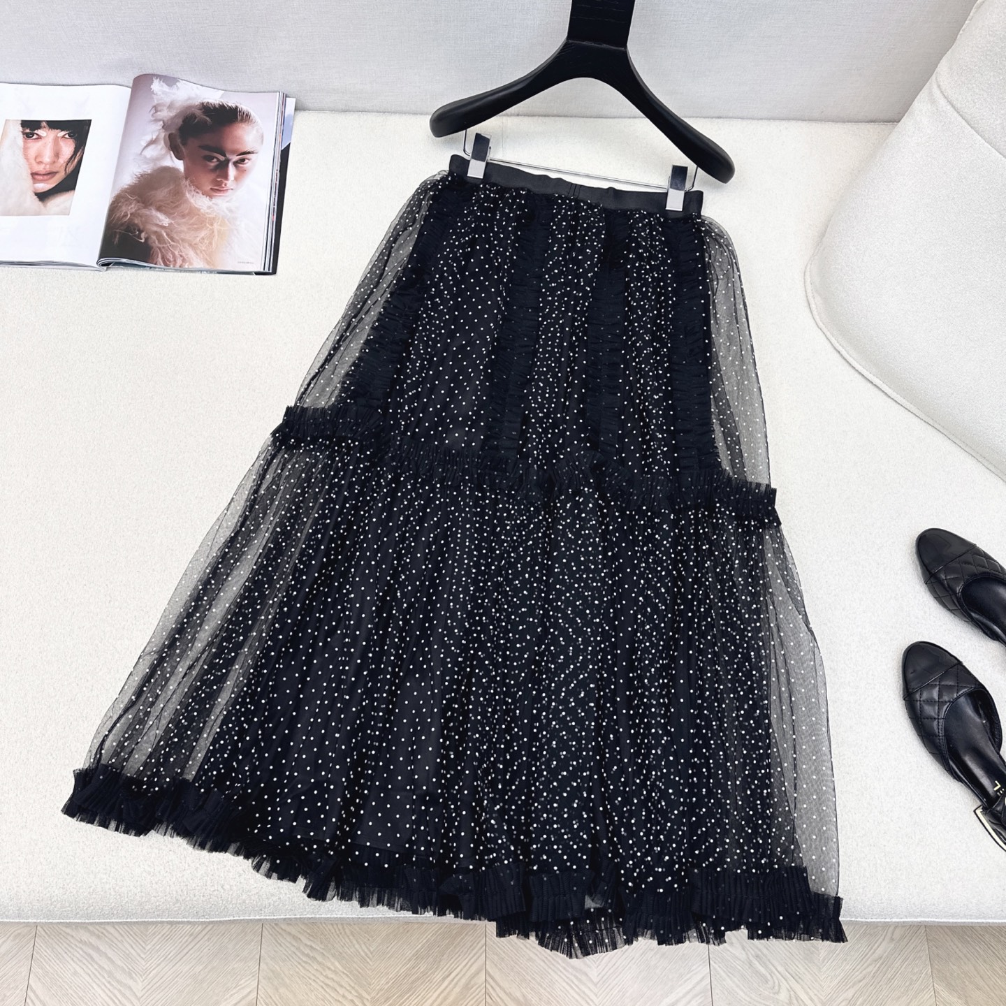 经典优雅气质 CD 25Ss————秋冬最新款立体植绒小波点网纱半裙 🖤非常优雅知性气质 搭配衬衫T恤都