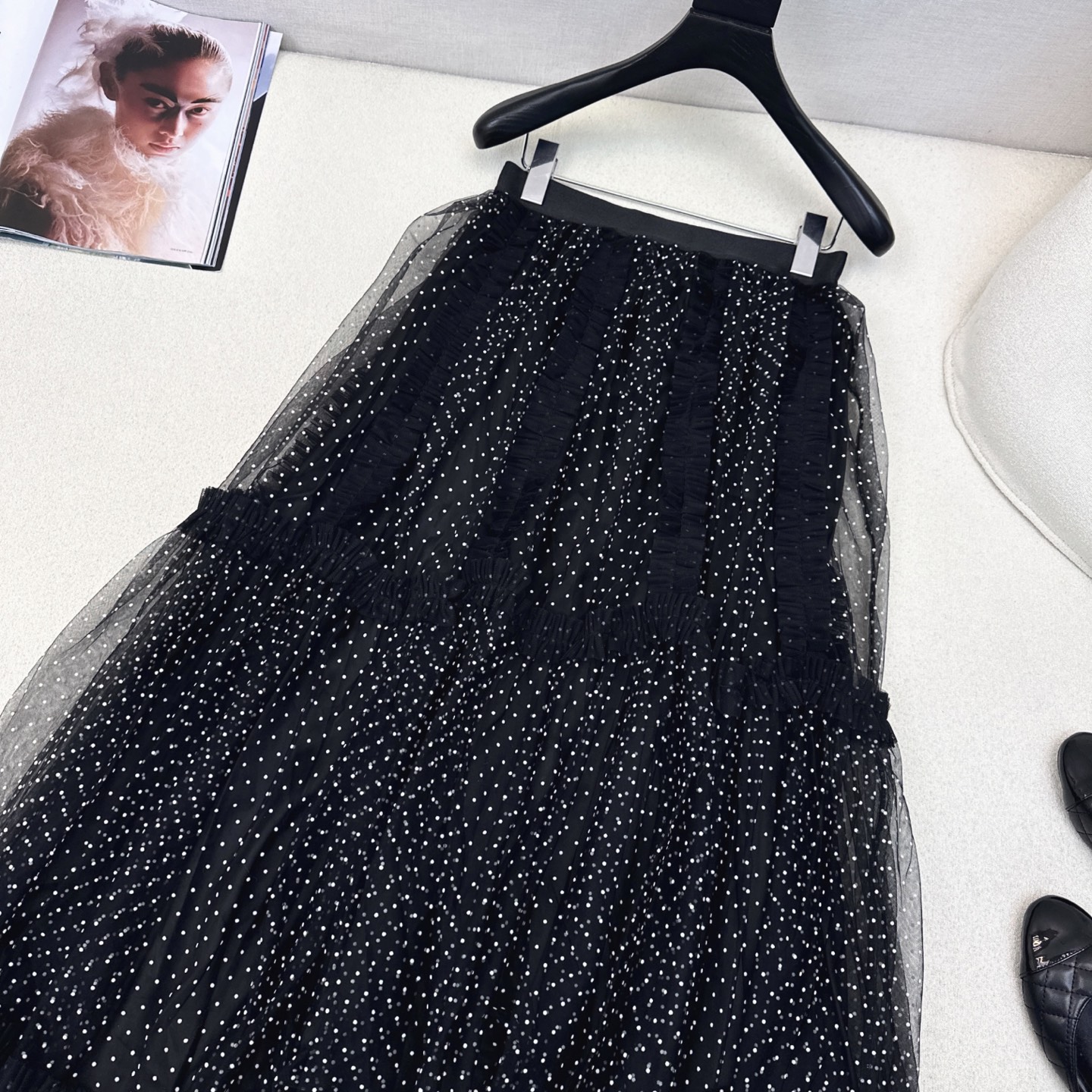经典优雅气质 CD 25Ss————秋冬最新款立体植绒小波点网纱半裙 🖤非常优雅知性气质 搭配衬衫T恤都