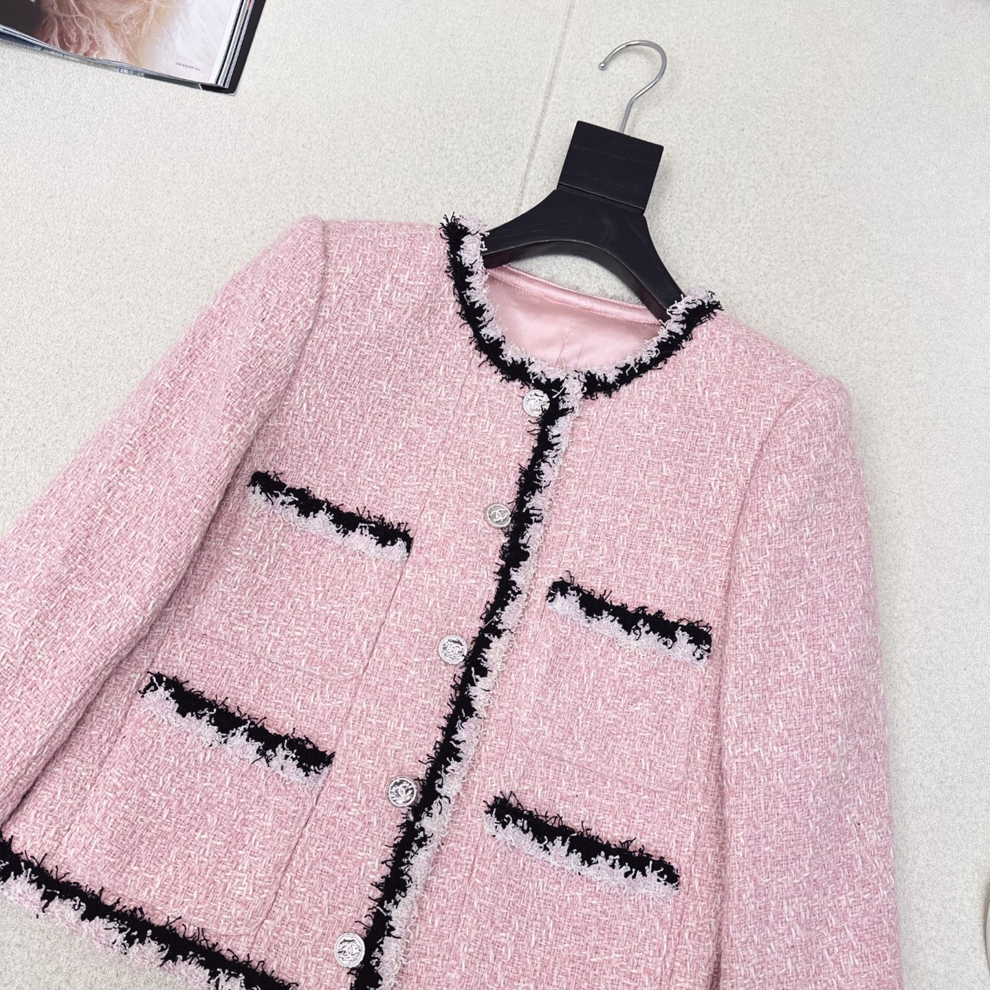 Elegant Tweed Jacket with Braided Trim, Designer Inspired, Perfect for Fall 3 i1756456856126 1154 0 1