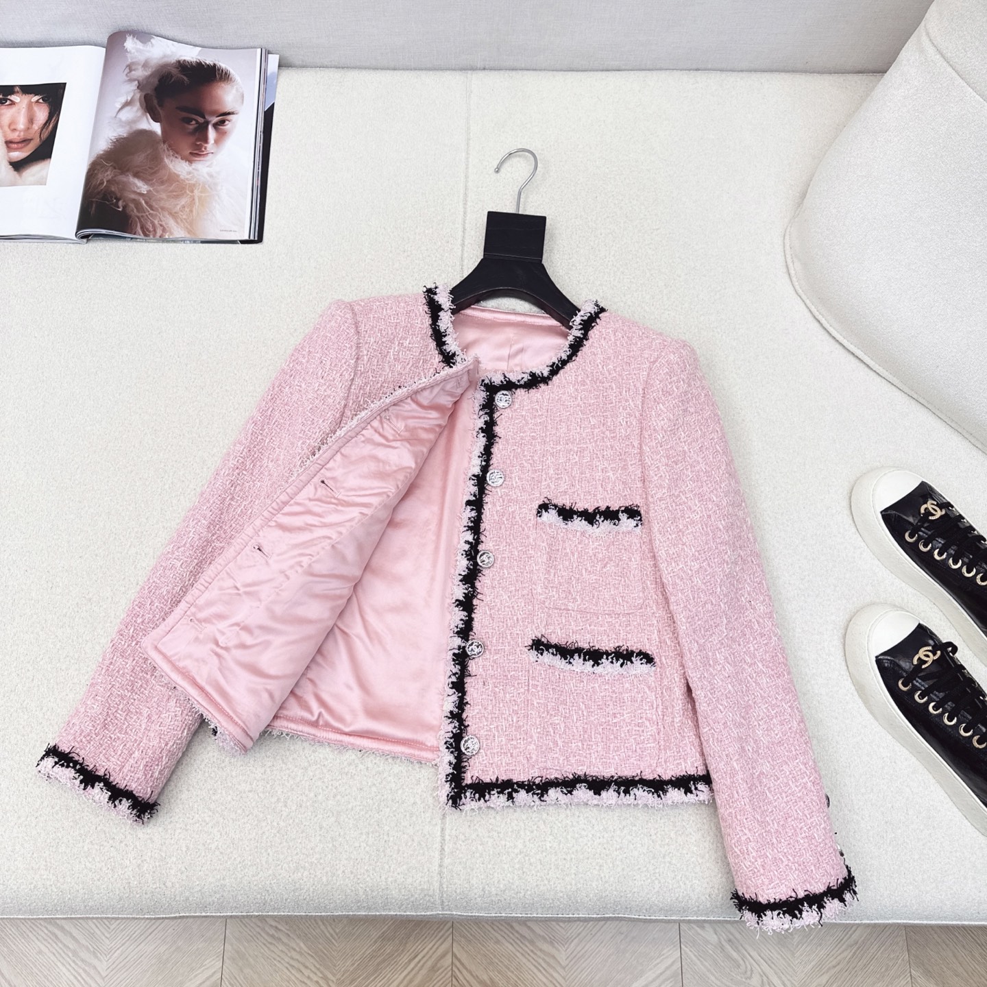 Elegant Tweed Jacket with Braided Trim, Designer Inspired, Perfect for Fall 8 i1756456857218 6929 0 6