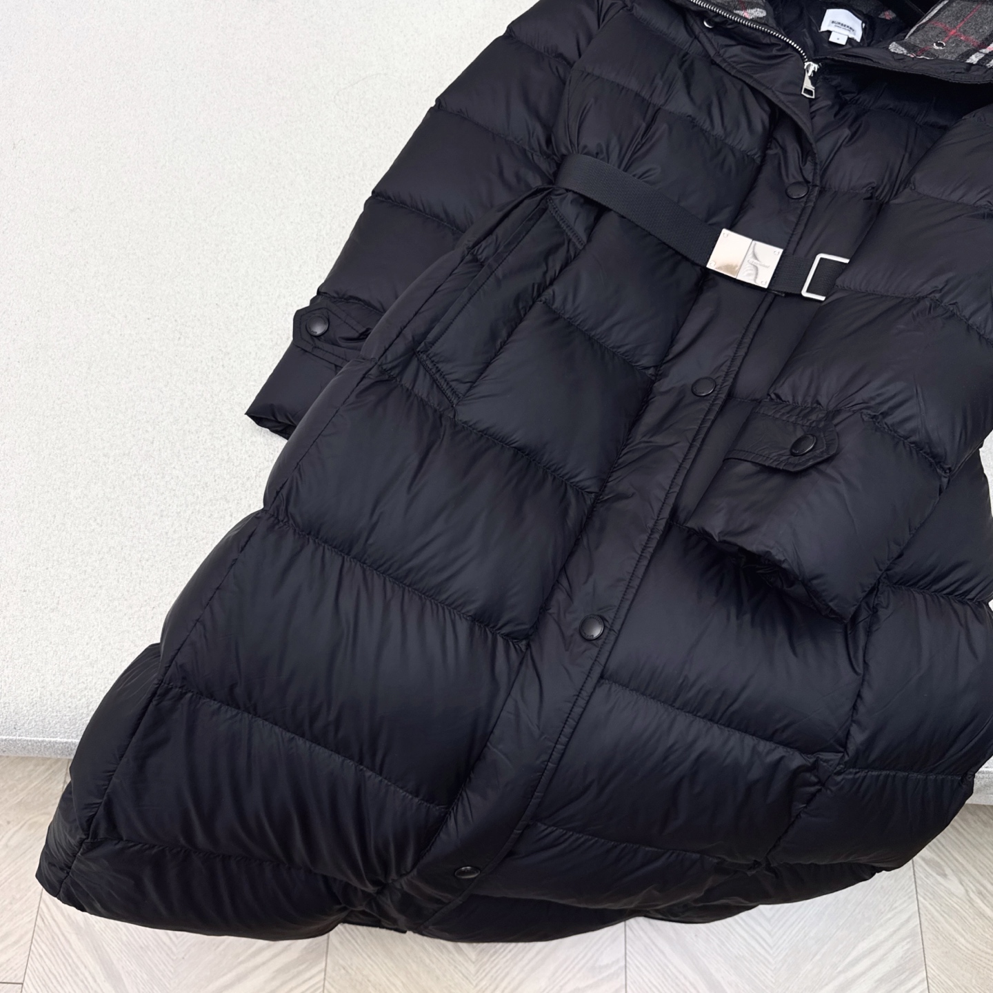 独家首发 原单品质 Bur 25Ss———秋冬最新款毛领连帽长款羽绒服🖤 领子内里拼接羊绒格纹 经典lo