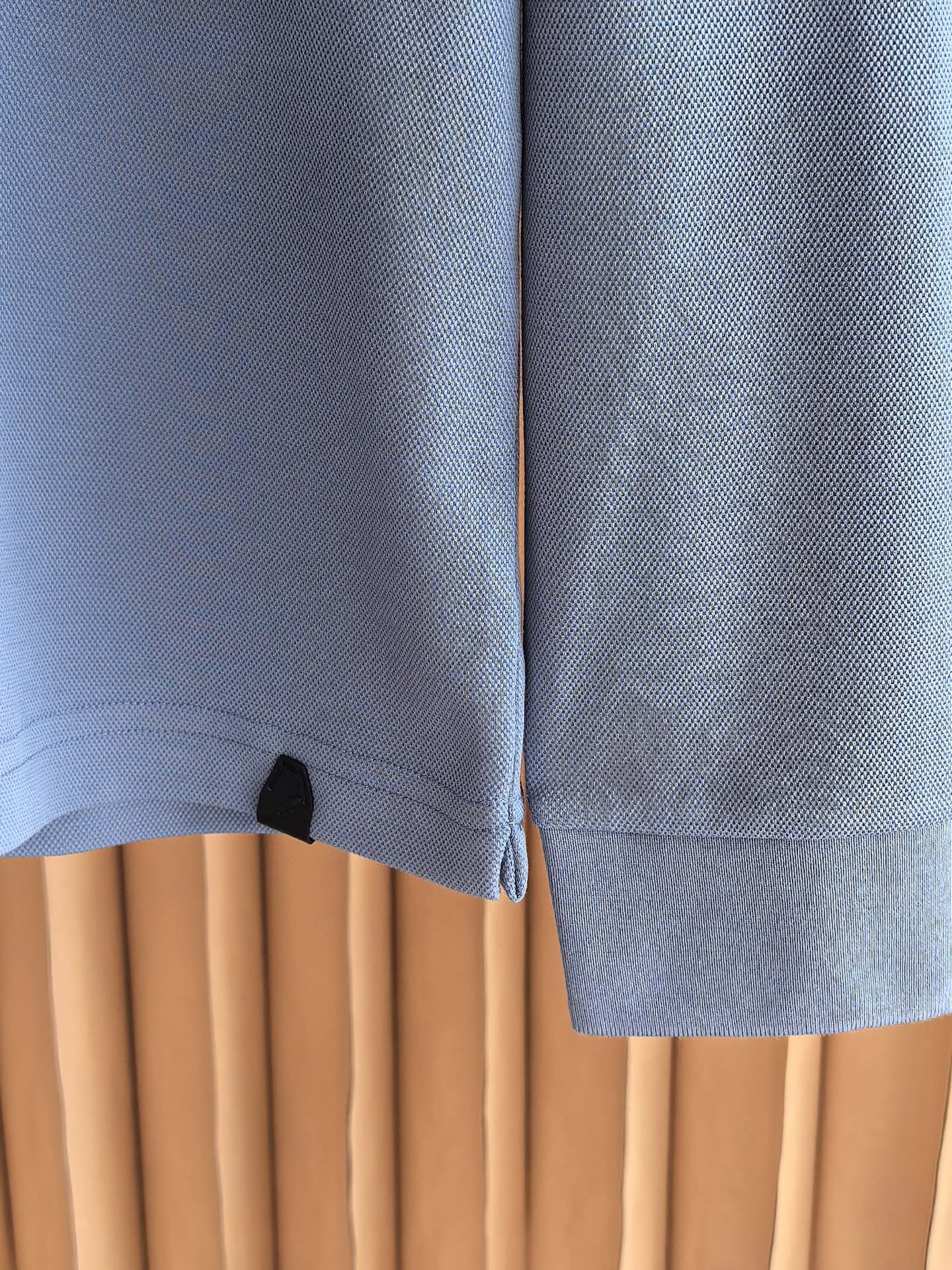 Brioni，布里奥尼2026新款桑蚕丝双面珠地长袖Polo 甄选高比例桑蚕丝+长绒棉做双面一体珠地网眼织造，区别普通单