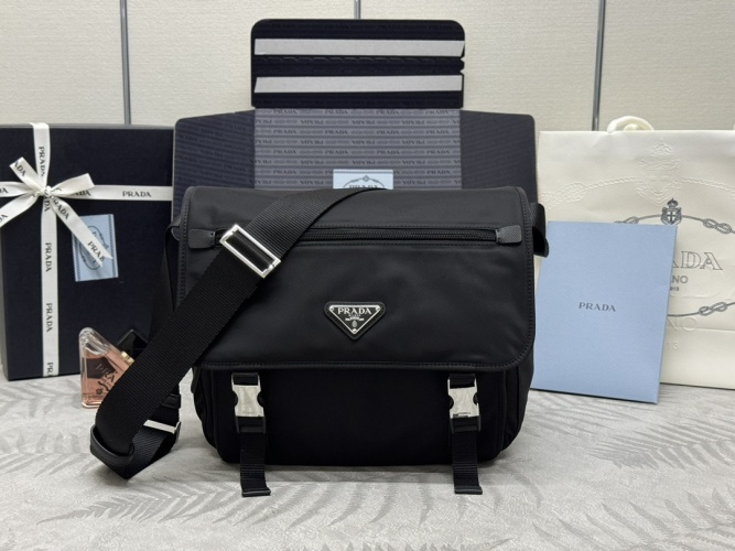 Prada Messenger Bag 1BD953A with Saffiano Leather Details - Black 1 Prada Messenger Bag 1BD953A with Saffiano Leather Details - Black