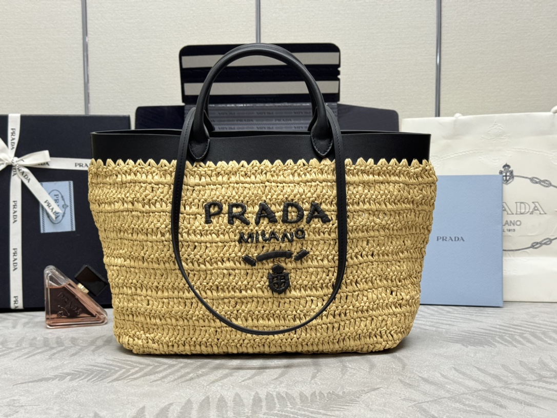 Prada Straw tote bag, 1bg499 large