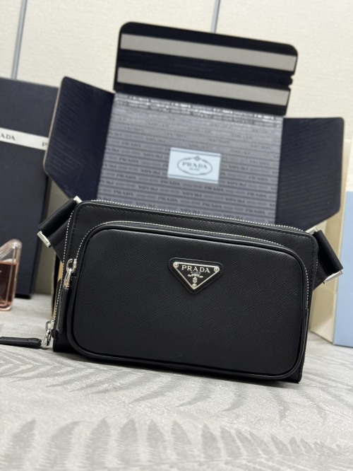 Prada Crossbody Bag 2VH156 Saffiano Leather Black, Adjustable Nylon Strap 1 Prada Crossbody Bag 2VH156 Saffiano Leather Black, Adjustable Nylon Strap