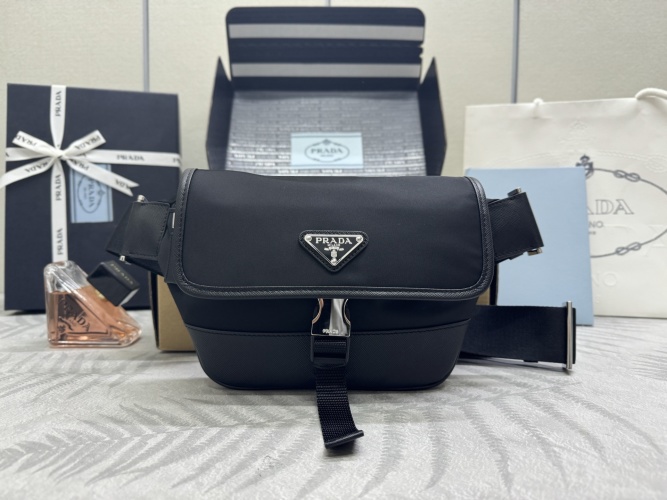 Prada Crossbody Belt Bag 2VH176 Imported Nylon, Black, 18x15x5cm 1 Prada Crossbody Belt Bag 2VH176 Imported Nylon, Black, 18x15x5cm