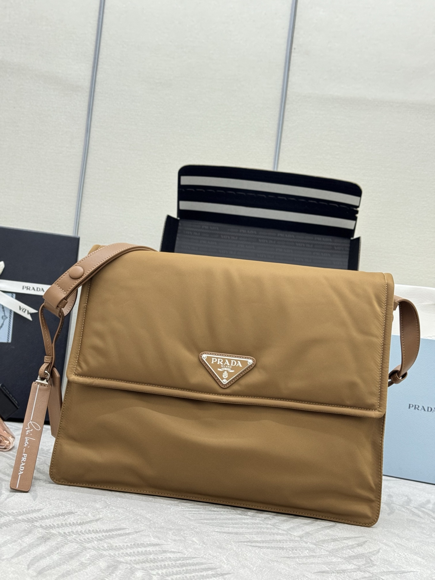 Prada Cini Large Messenger Bag 1BD256 Cork Color for Women and Men