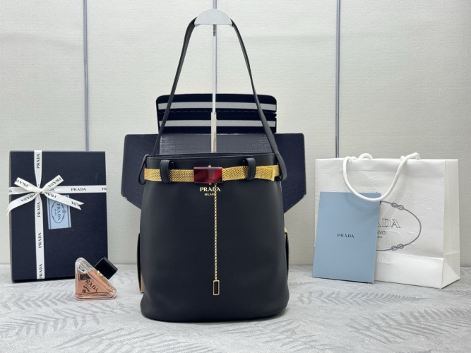 Prada Bucket Bag with Belt Detail 1BE085 - Stylish & Versatile Design 1 Prada Bucket Bag with Belt Detail 1BE085 - Stylish & Versatile Design