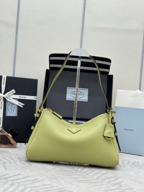 Prada Aimee Hobo Bag in Pistachio Green Leather with Triangle Logo 1 Prada Aimee Hobo Bag in Pistachio Green Leather with Triangle Logo