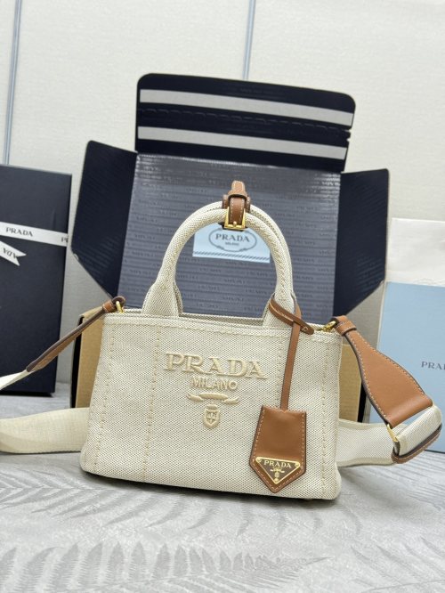 Prada Linen Blend Mini Gardener Tote Bag 1BA038 - Chic & Versatile 1 Prada Linen Blend Mini Gardener Tote Bag 1BA038 - Chic & Versatile