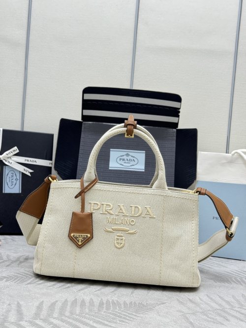 Prada Linen Blend Garden Tote Bag, 33cm - Versatile & Stylish 1 Prada Linen Blend Garden Tote Bag, 33cm - Versatile & Stylish