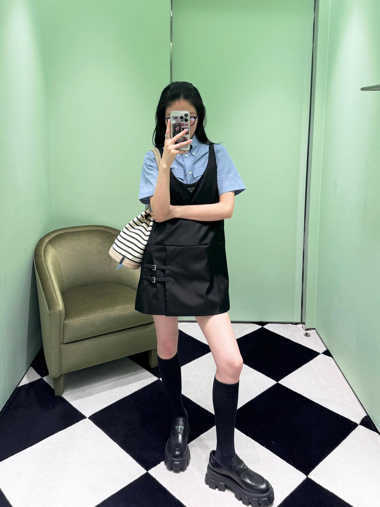 NO:386997,Striped blue, model picture, Prada [top original list], prada19860909条纹蓝色,模特图,普拉达【顶级原单】,prada,Bag