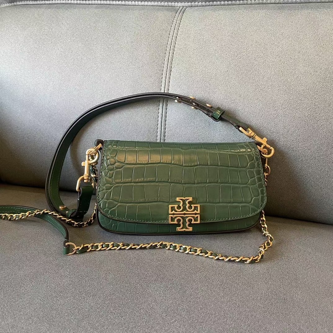 配礼盒🎁TB 托里伯奇 💗💗荔枝纹 TORY BURCH 全新Britten系列腋下包-富有气质与质感的