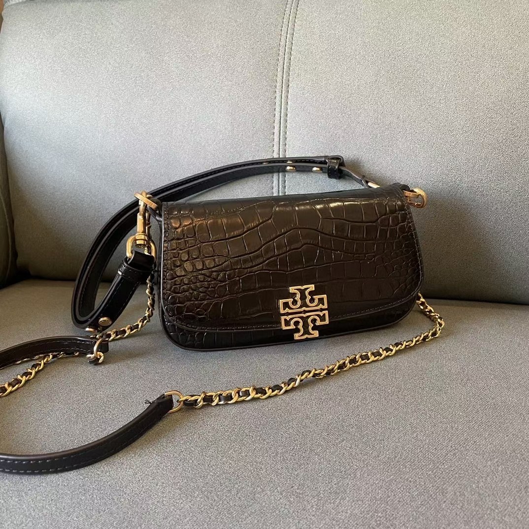 配礼盒🎁TB 托里伯奇 💗💗荔枝纹 TORY BURCH 全新Britten系列腋下包-富有气质与质感的