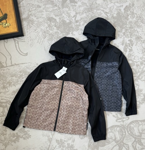 Coach Men's Classic Logo Print Full Zip Outdoor Jacket Coat 1 Coach Men's Classic Logo Print Full Zip Outdoor Jacket Coat