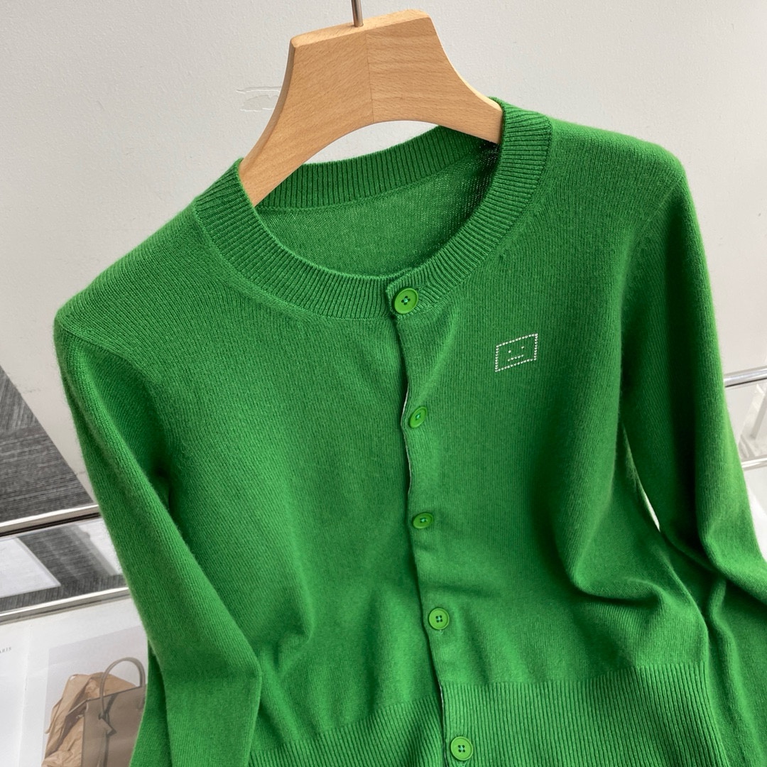 新品】Acne Studios女士 Face表情徽标饰片羊毛针织开衫外套 5