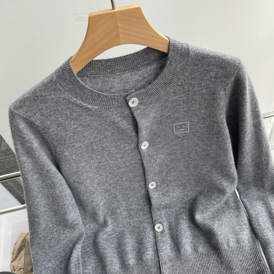新品】Acne Studios女士 Face表情徽标饰片羊毛针织开衫外套 4
