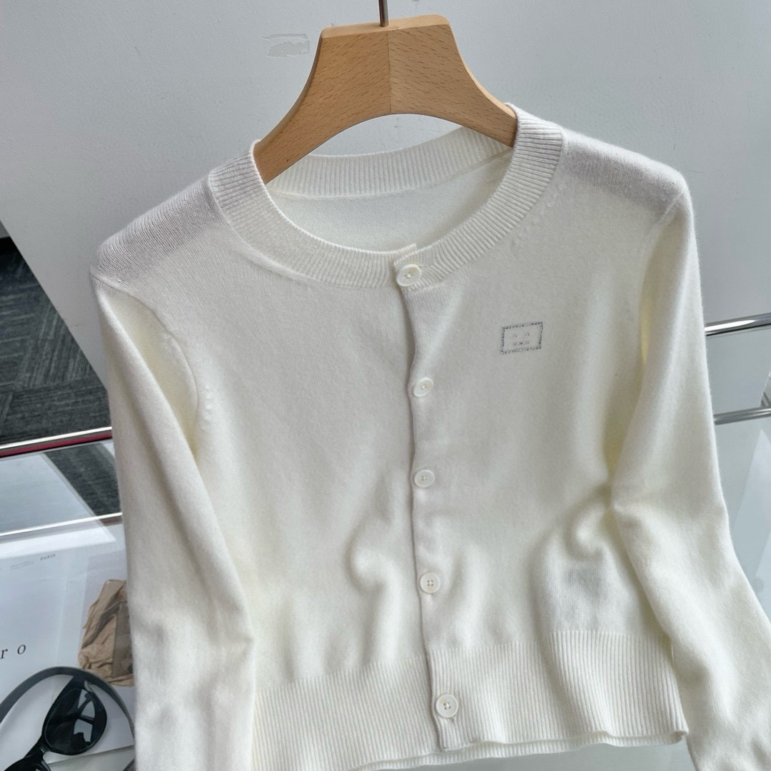 新品】Acne Studios女士 Face表情徽标饰片羊毛针织开衫外套 8