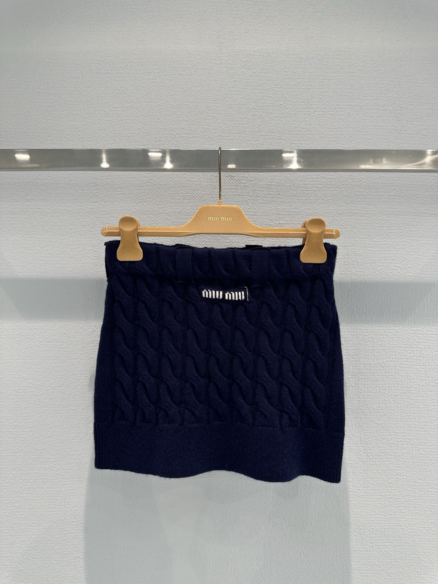 Miu Miu Cable Knit Mini Skirt - Vintage-Inspired, Navy Blue, Size S-L 7 i1761035563573 2377 0 9