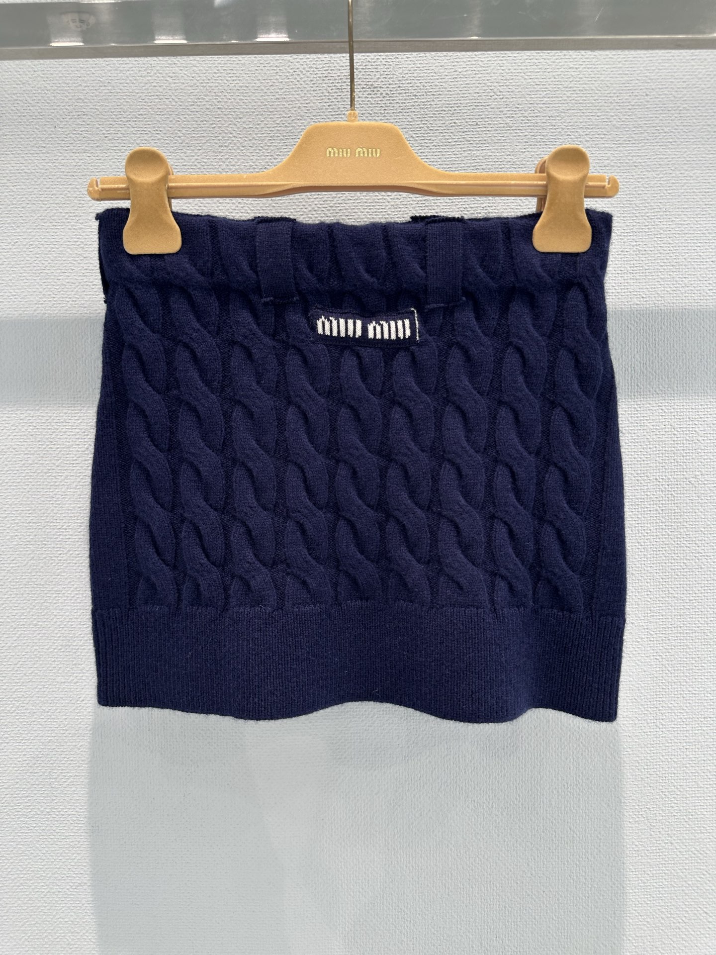 Miu Miu Cable Knit Mini Skirt - Vintage-Inspired, Navy Blue, Size S-L 9 i1761035565707 2571 0 15