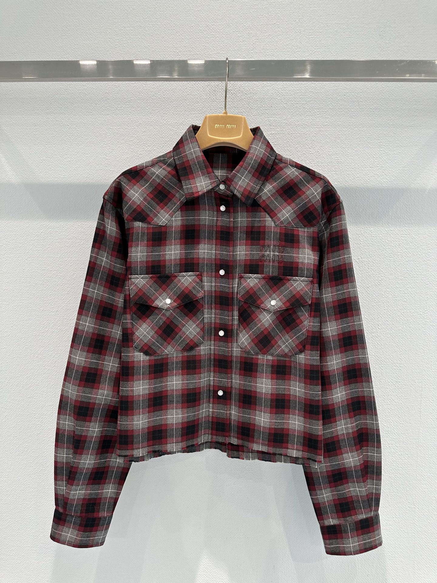 Miu Miu Cropped Plaid Shirt, Long Sleeve Button-Down, Casual Style 3 i1761038018479 5400 0 1