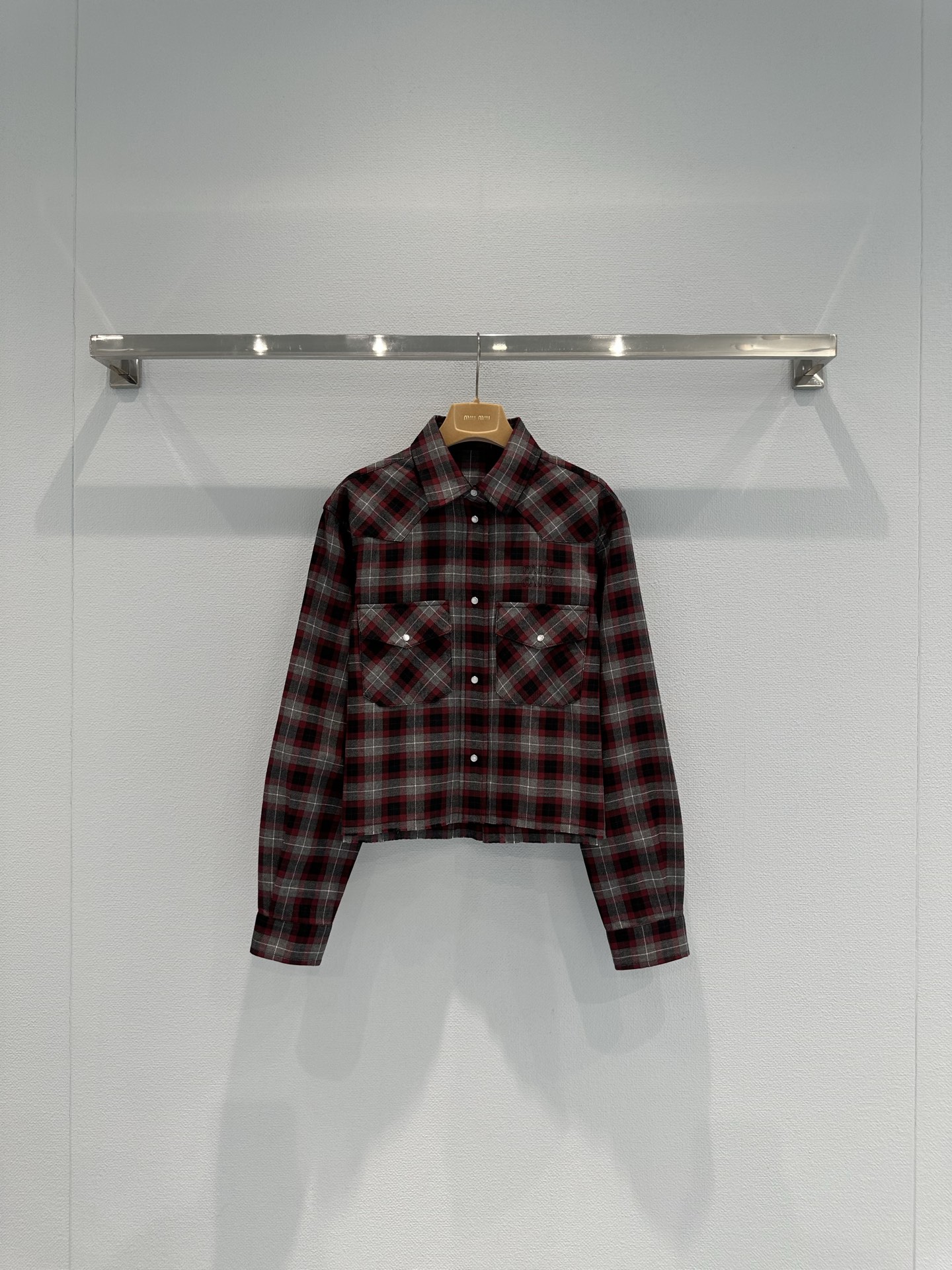 Miu Miu Cropped Plaid Shirt, Long Sleeve Button-Down, Casual Style 2 i1761038021902 4553 0 0