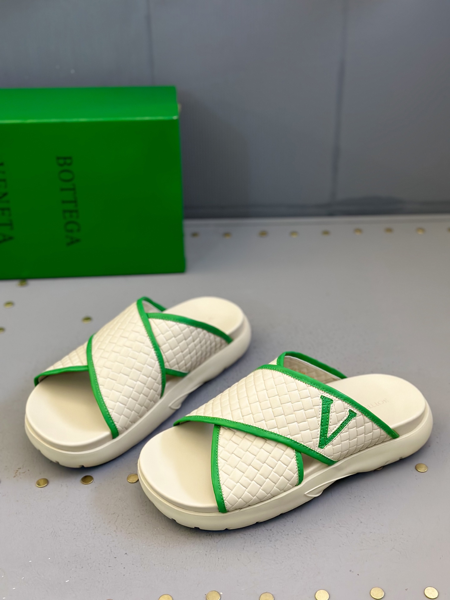 Bottega Veneta Men's Leather Cross Strap Slides Sandals - Spring/Summer 5 i1742121599536 4761 0 3