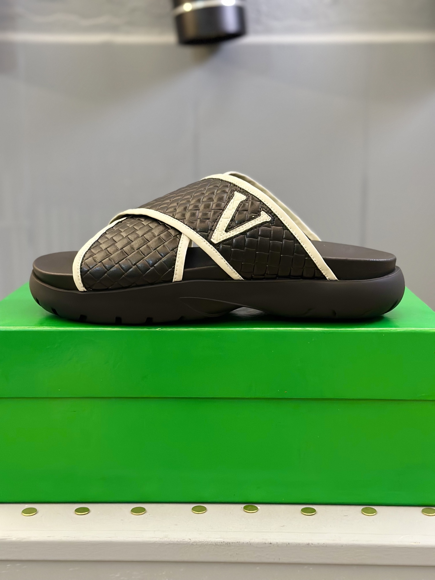 Bottega Veneta Men's Woven Leather Cross Strap Slides Sandals 7 i1742121629458 5430 0 5