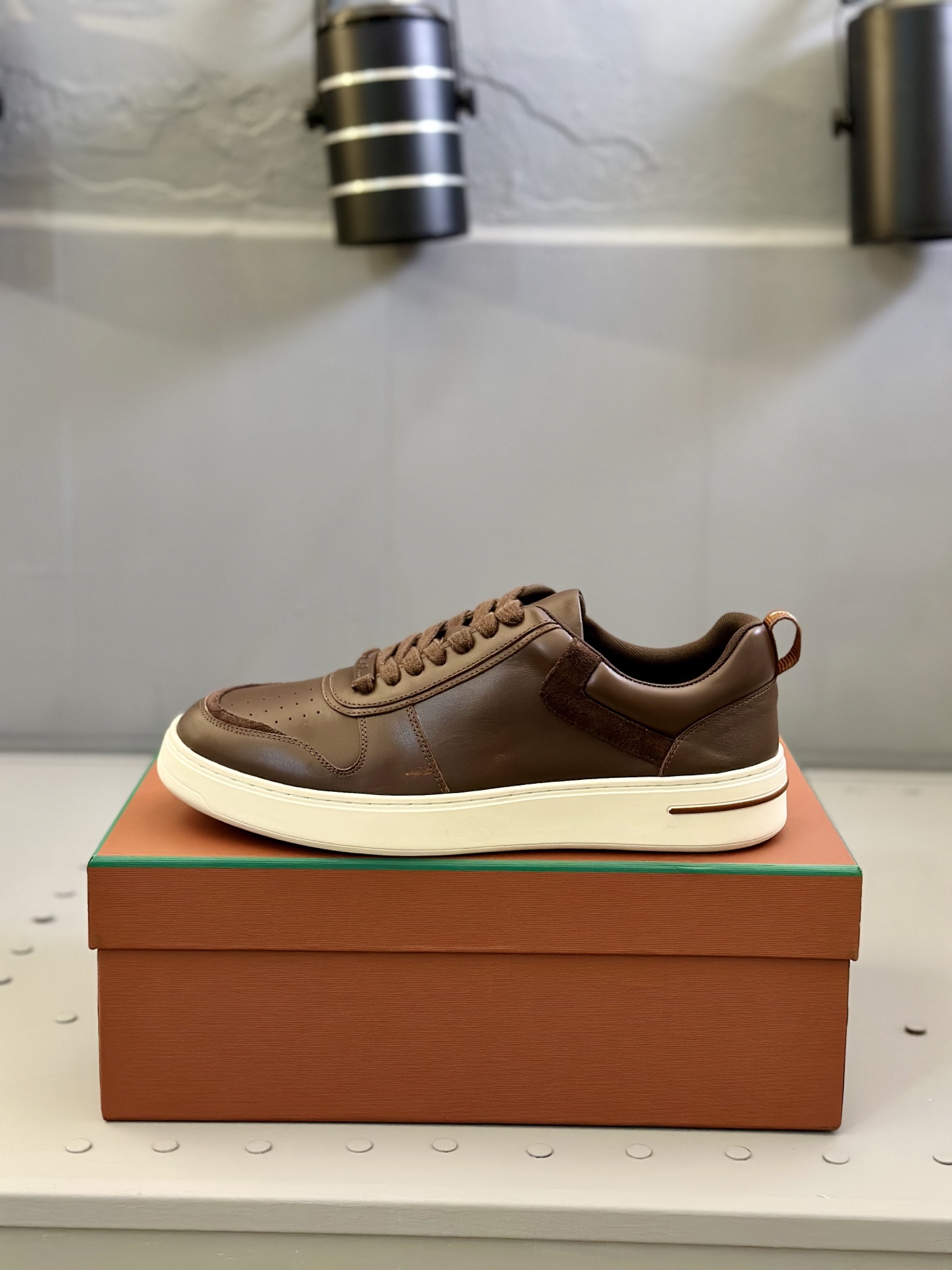 Loro Piana Men's Brown Leather Sneakers with White Sole, Size 38-44 7 i1743506733677 6521 0 5