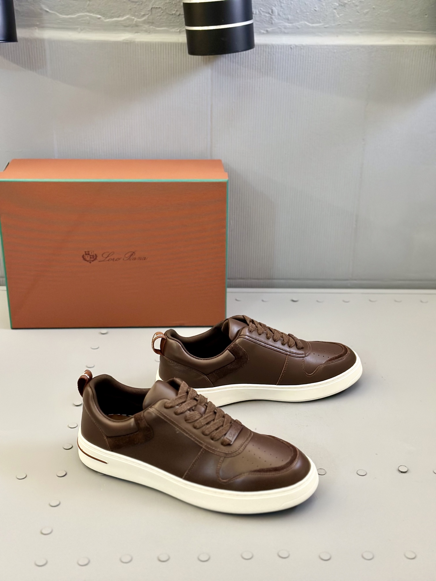 Loro Piana Men's Brown Leather Sneakers with White Sole, Size 38-44 3 i1743506733762 431 0 1