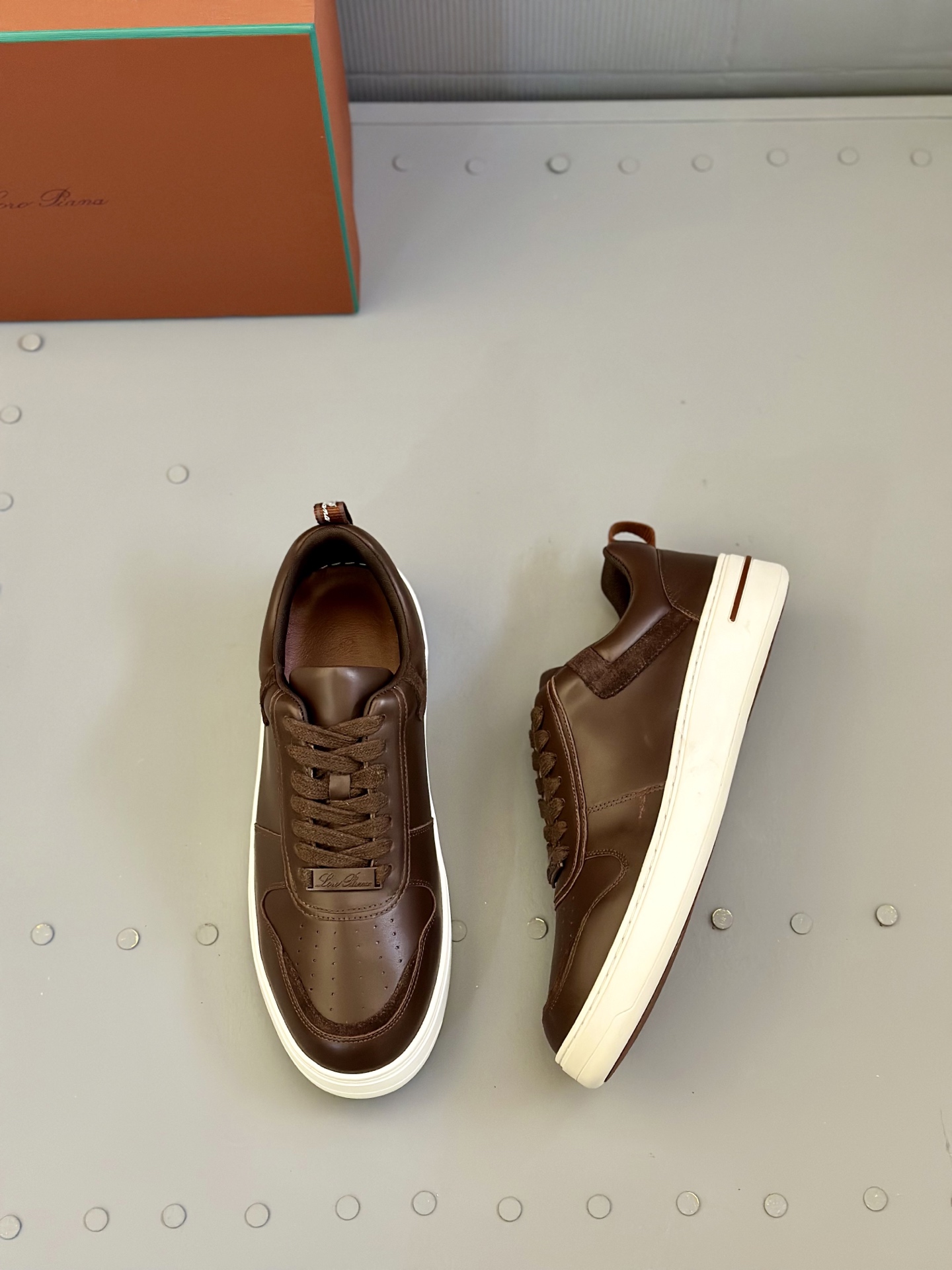 Loro Piana Men's Brown Leather Sneakers with White Sole, Size 38-44 6 i1743506733765 1073 0 4
