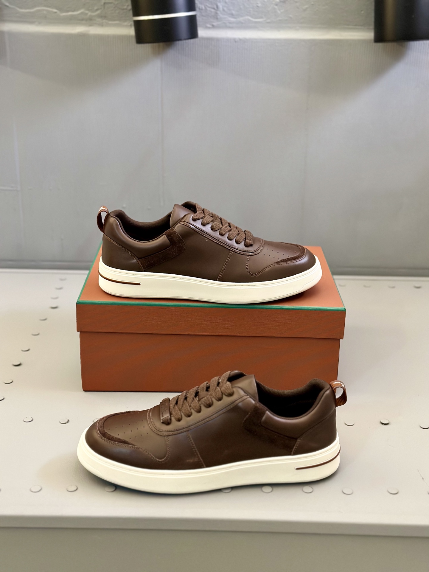 Loro Piana Men's Brown Leather Sneakers with White Sole, Size 38-44 5 i1743506736071 1553 0 3
