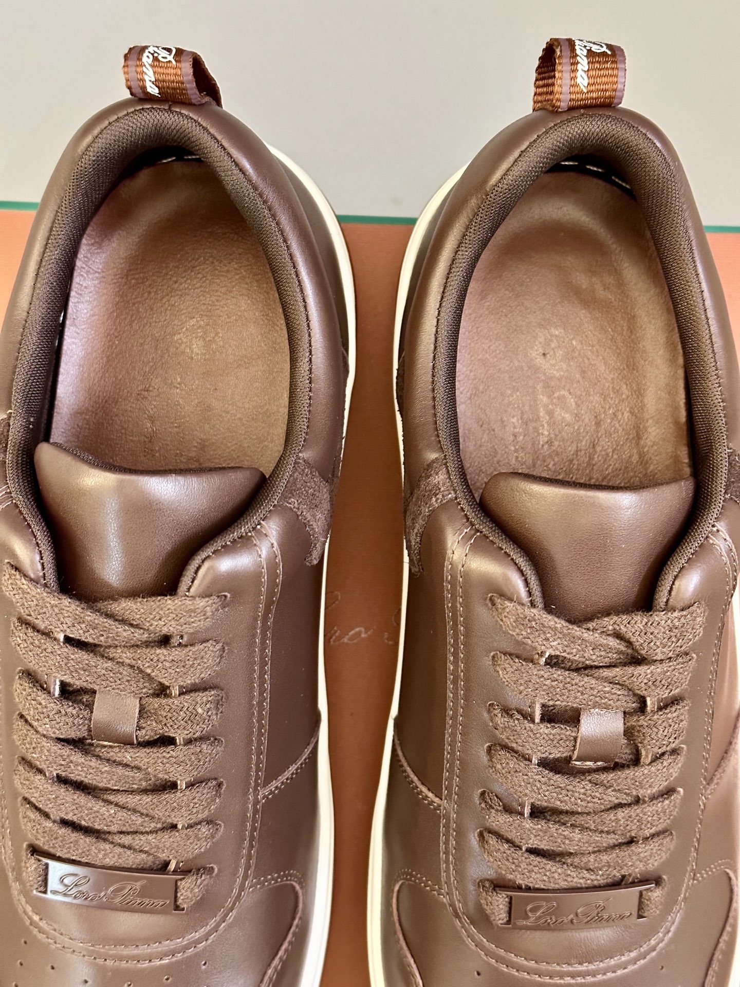 Loro Piana Men's Brown Leather Sneakers with White Sole, Size 38-44 9 i1743506736072 9146 0 7