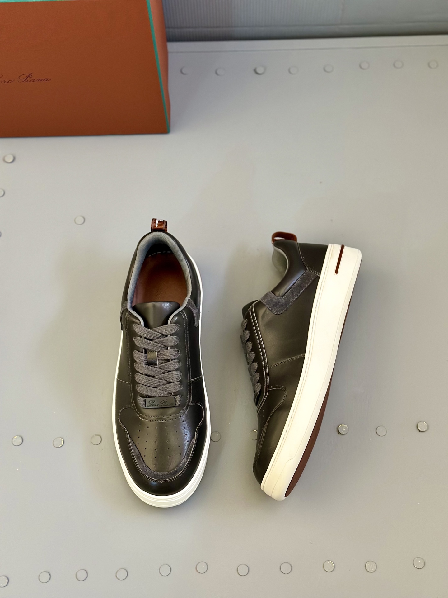 Loro Piana Men's Leather Sneaker Brown With White Sole Size 39-45 4 i1743506764664 1911 0 2