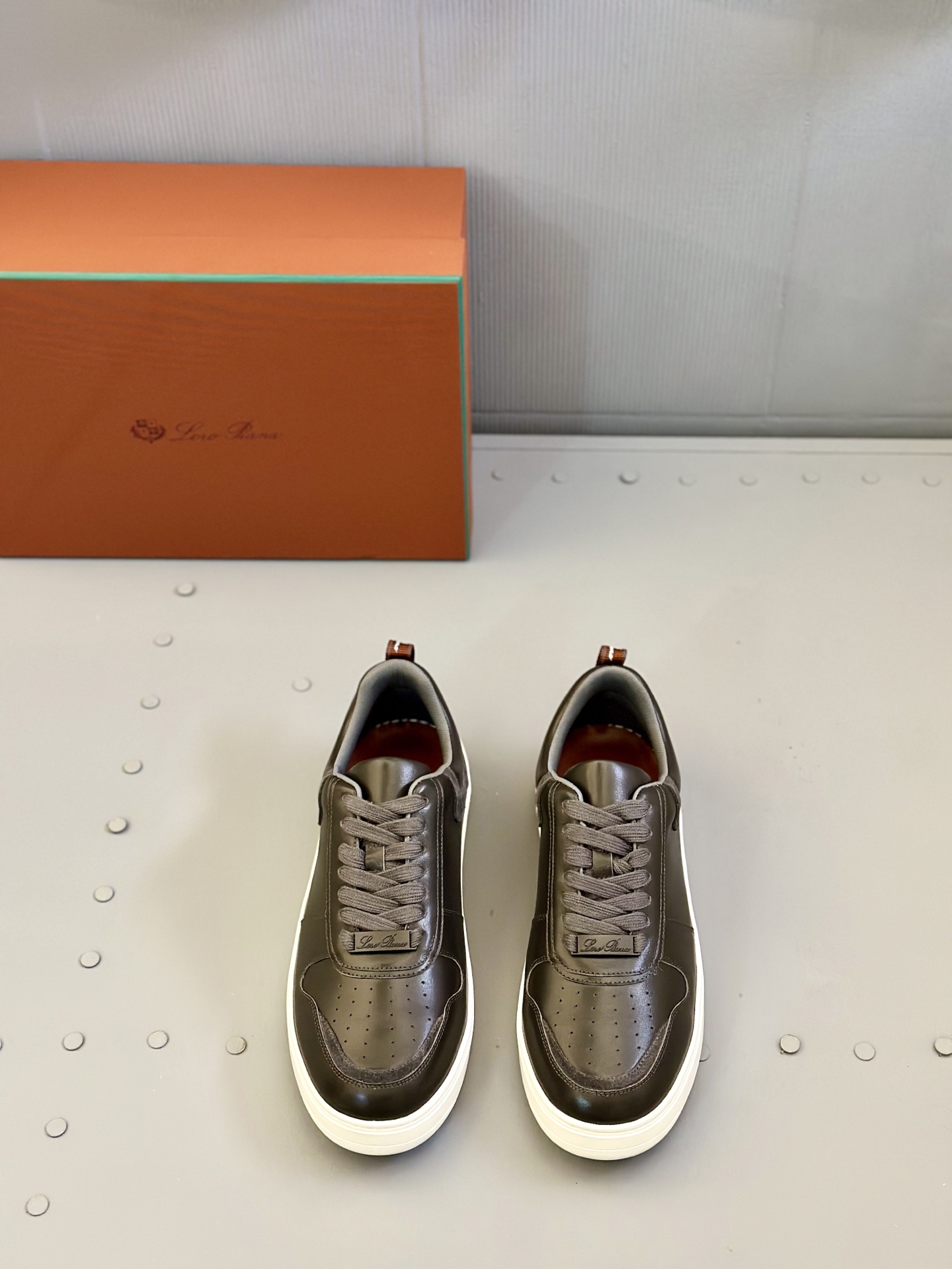 Loro Piana Men's Leather Sneaker Brown With White Sole Size 39-45 1 Loro Piana Men's Leather Sneaker Brown With White Sole Size 39-45