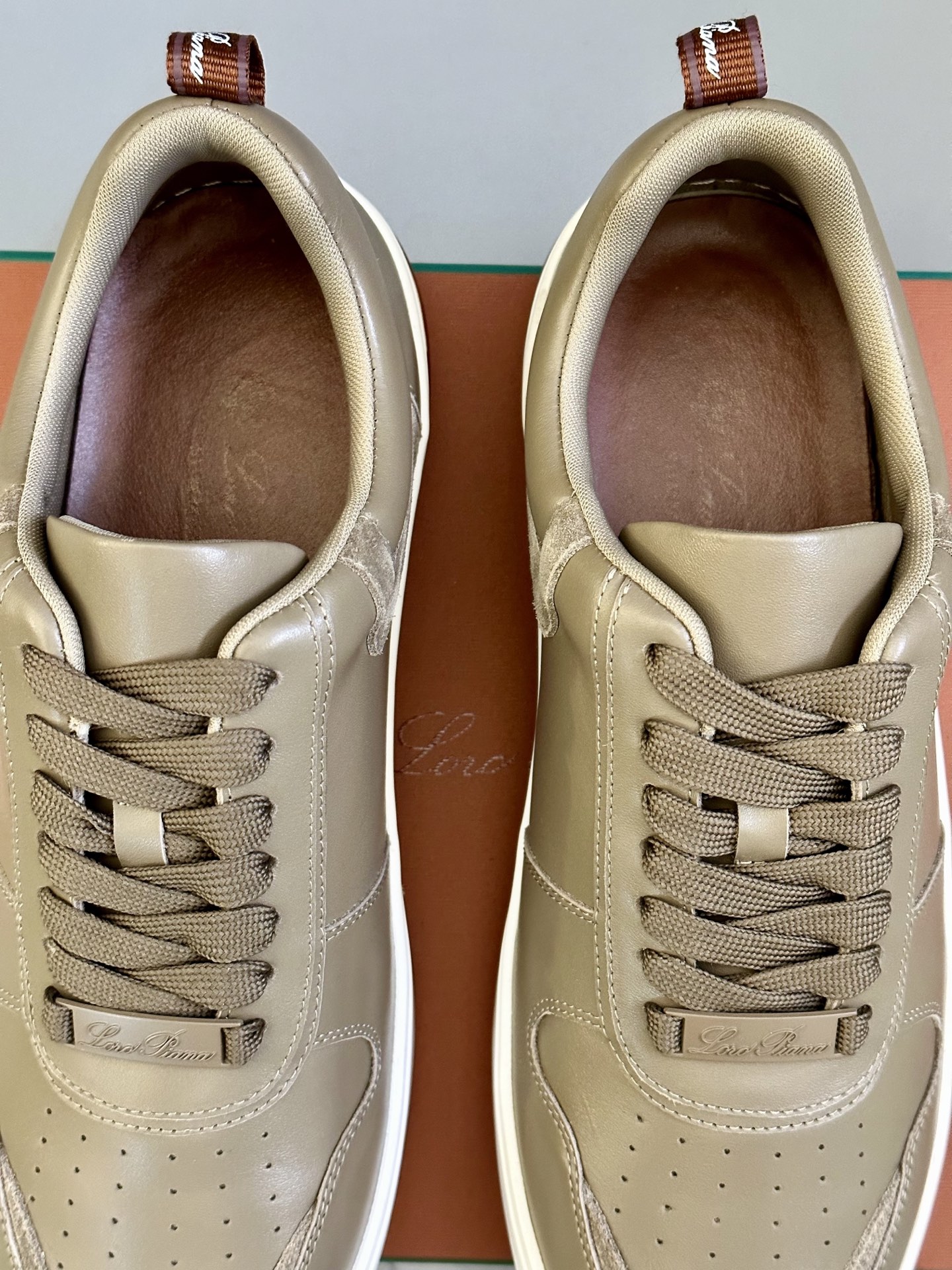 Loro Piana Men's Leather Sneakers Handmade Stitching Round Toe Lace-Up 9 i1743506791664 8155 0 7