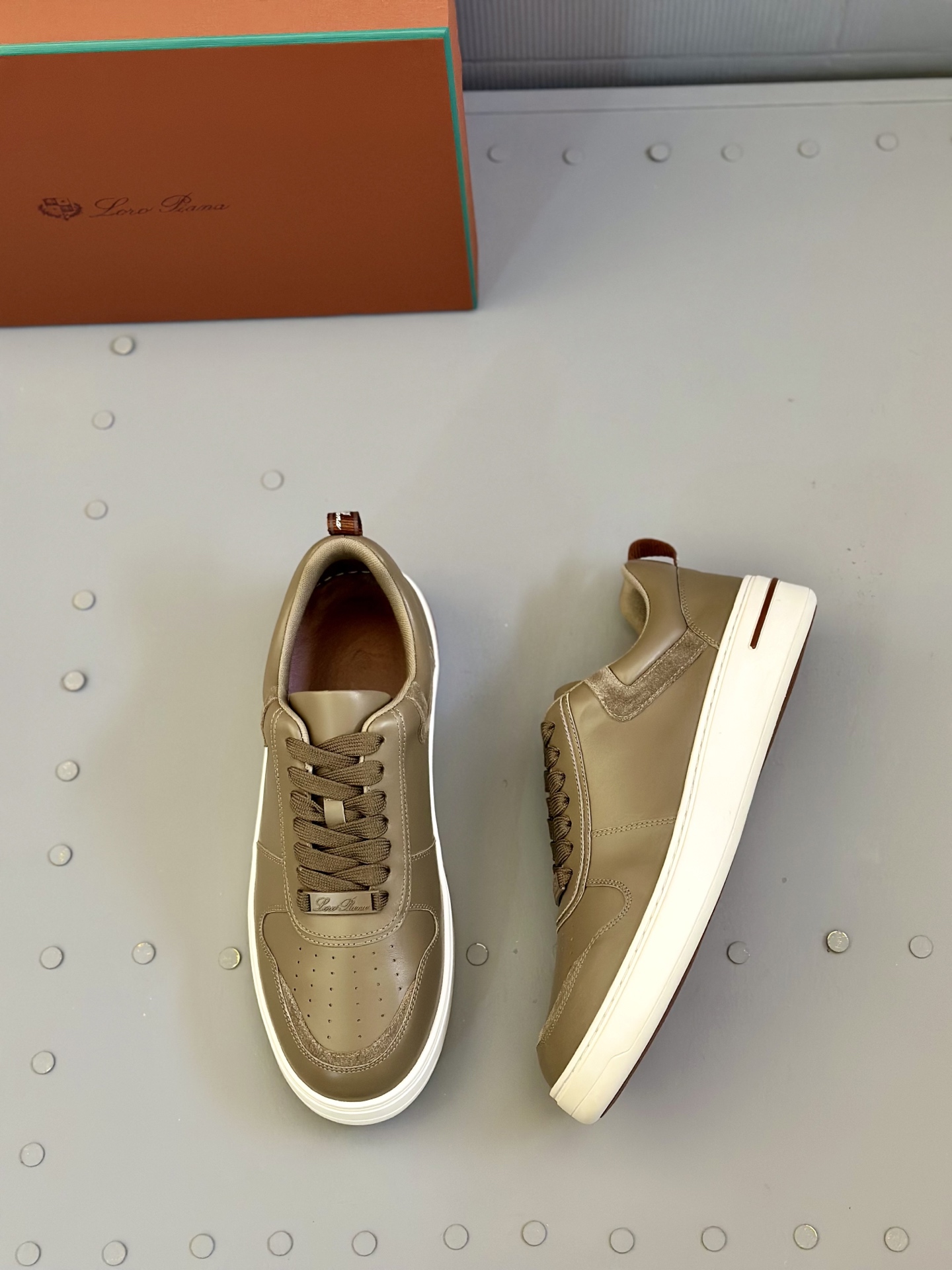 Loro Piana Men's Leather Sneakers Handmade Stitching Round Toe Lace-Up 4 i1743506793794 4634 0 2