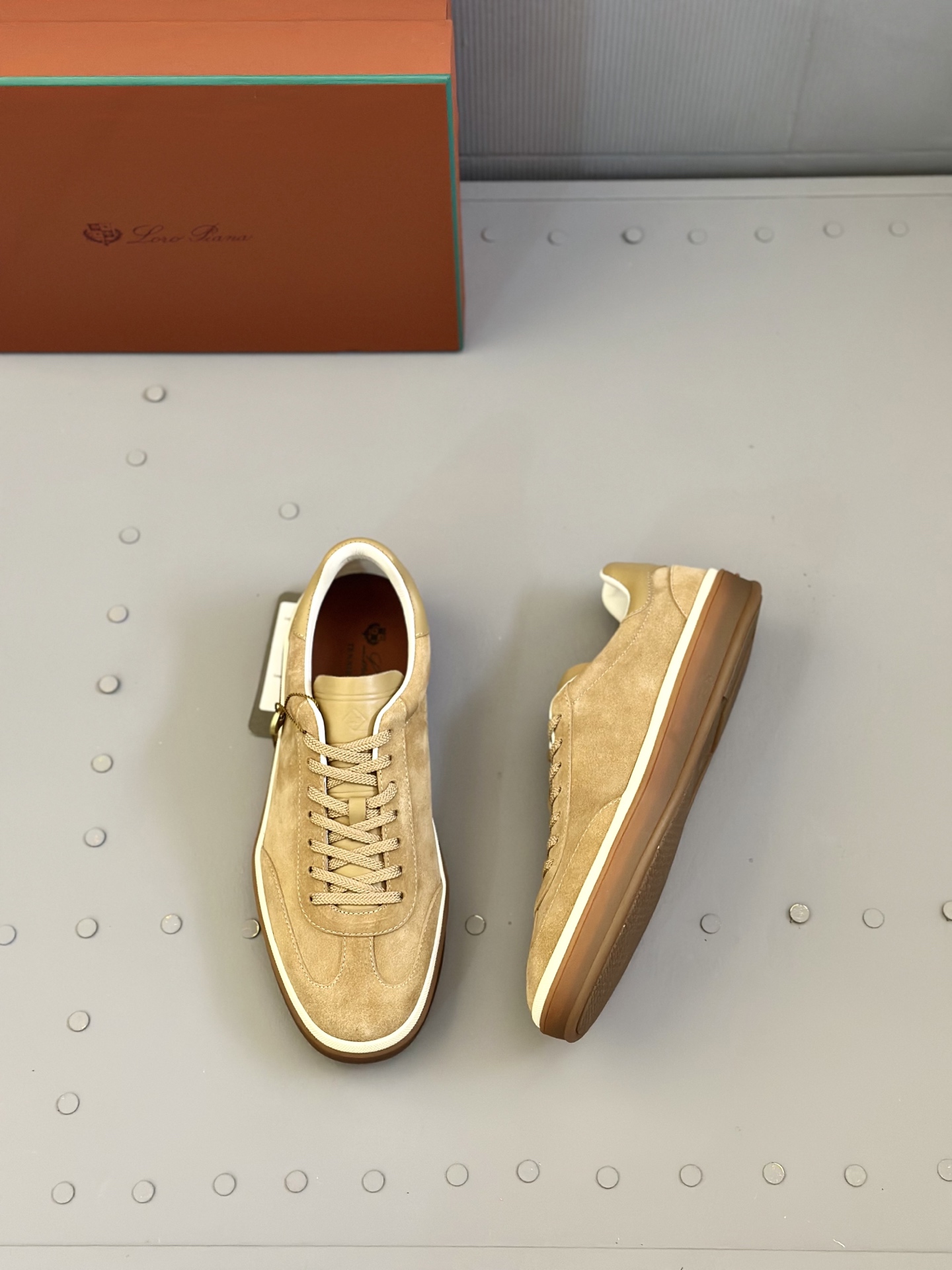 Loro Piana Men's Suede Leather Sneakers Classic Style Handmade Size 39-45 6 i1743590465594 6109 0 4