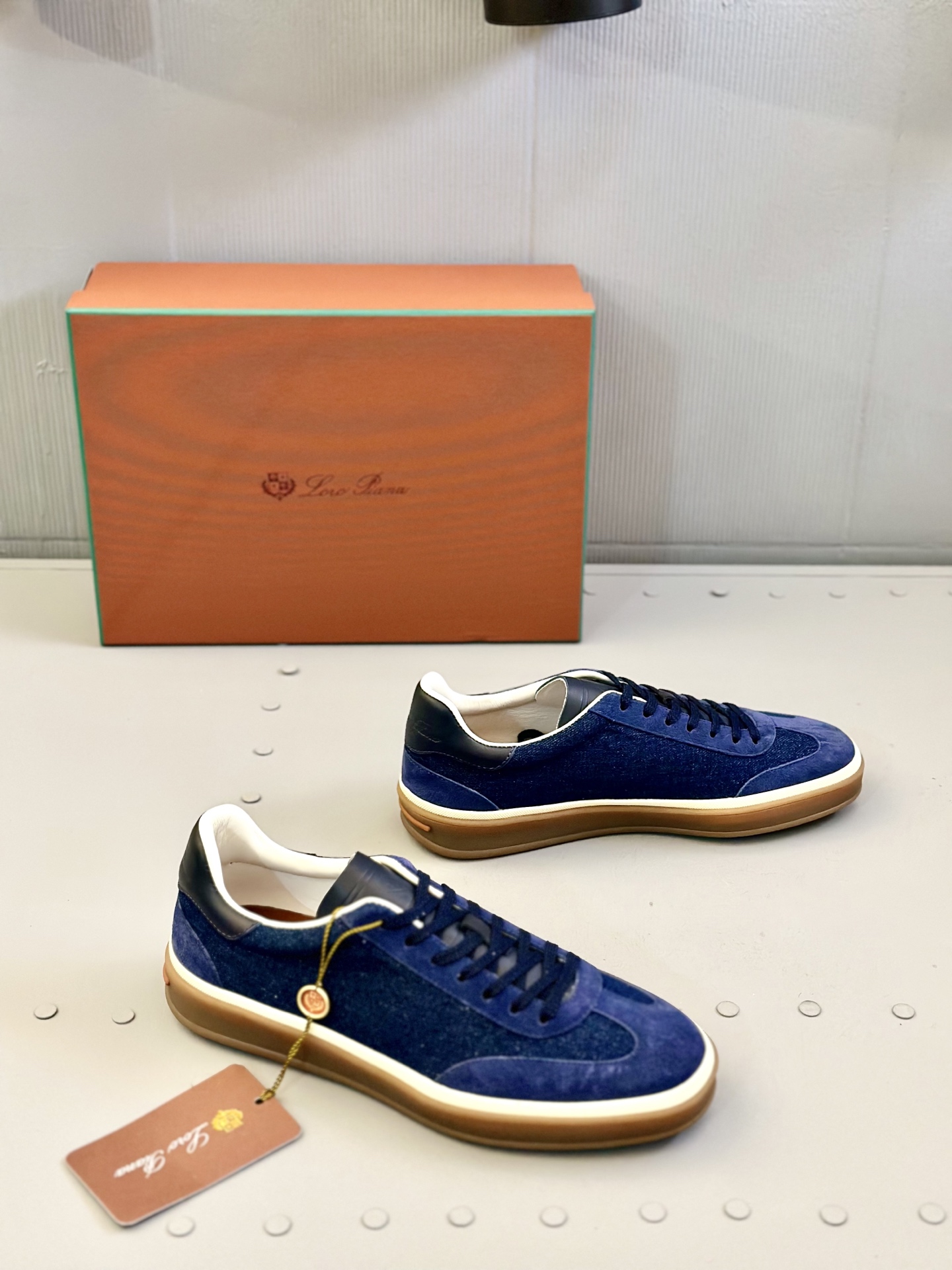 Loro Piana Men's Blue Suede Leather Sneakers, Handmade Stitching,Size 39-44 3 i1743590529478 2112 0 1