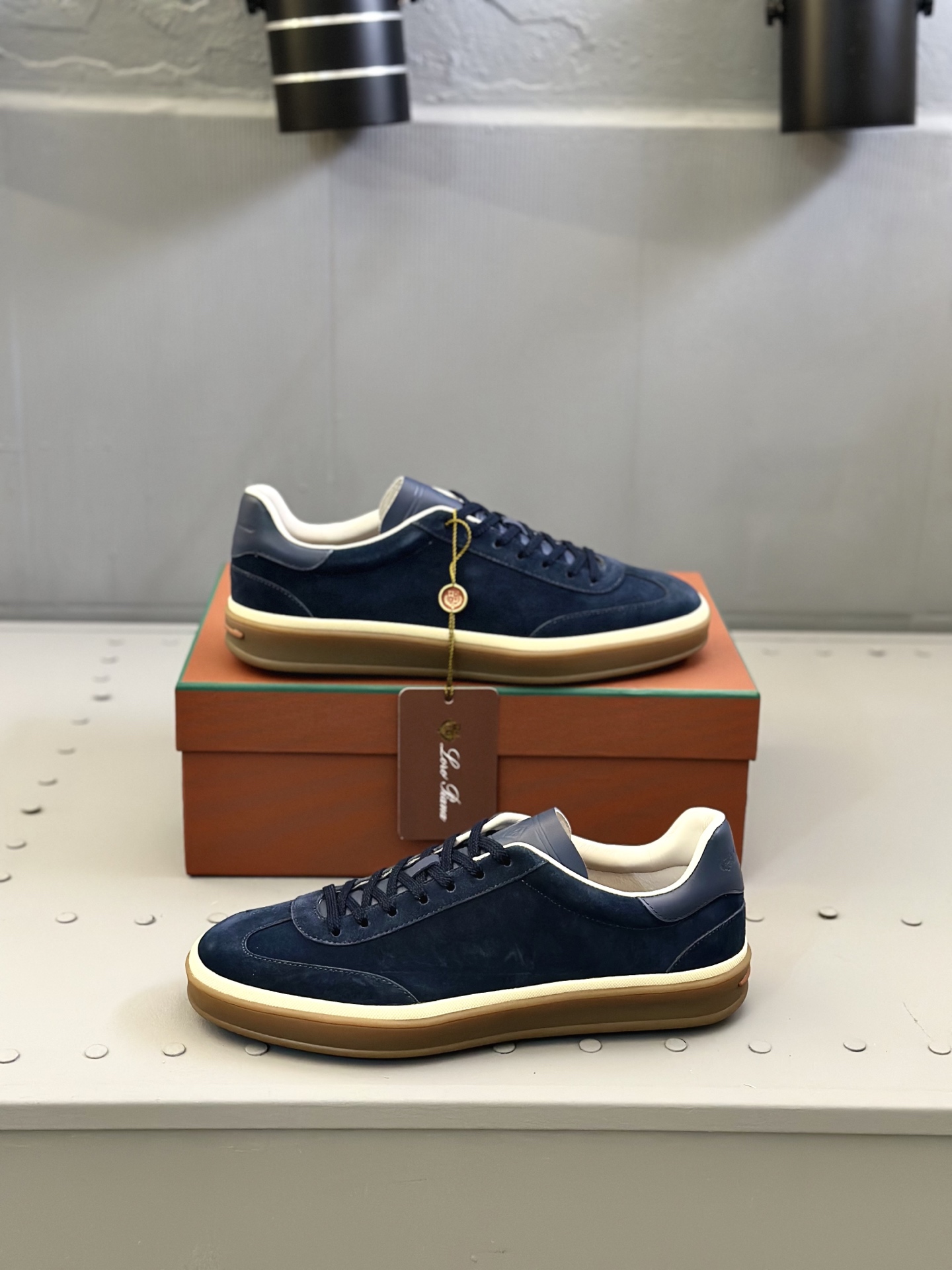 Loro Piana Men's Navy Blue Suede Leather Sneakers,Hand-stitched 5 i1743590575303 5751 0 3