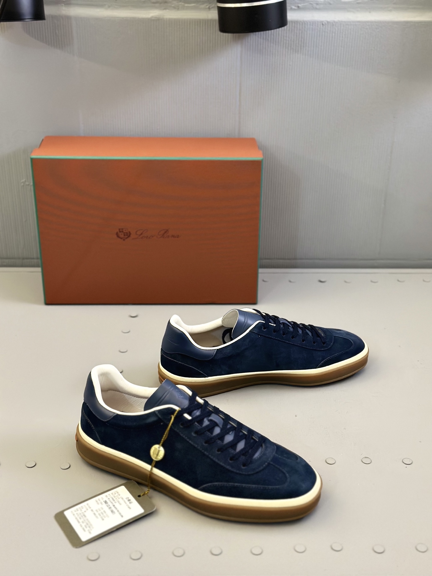 Loro Piana Men's Navy Blue Suede Leather Sneakers,Hand-stitched 3 i1743590575304 9154 0 1
