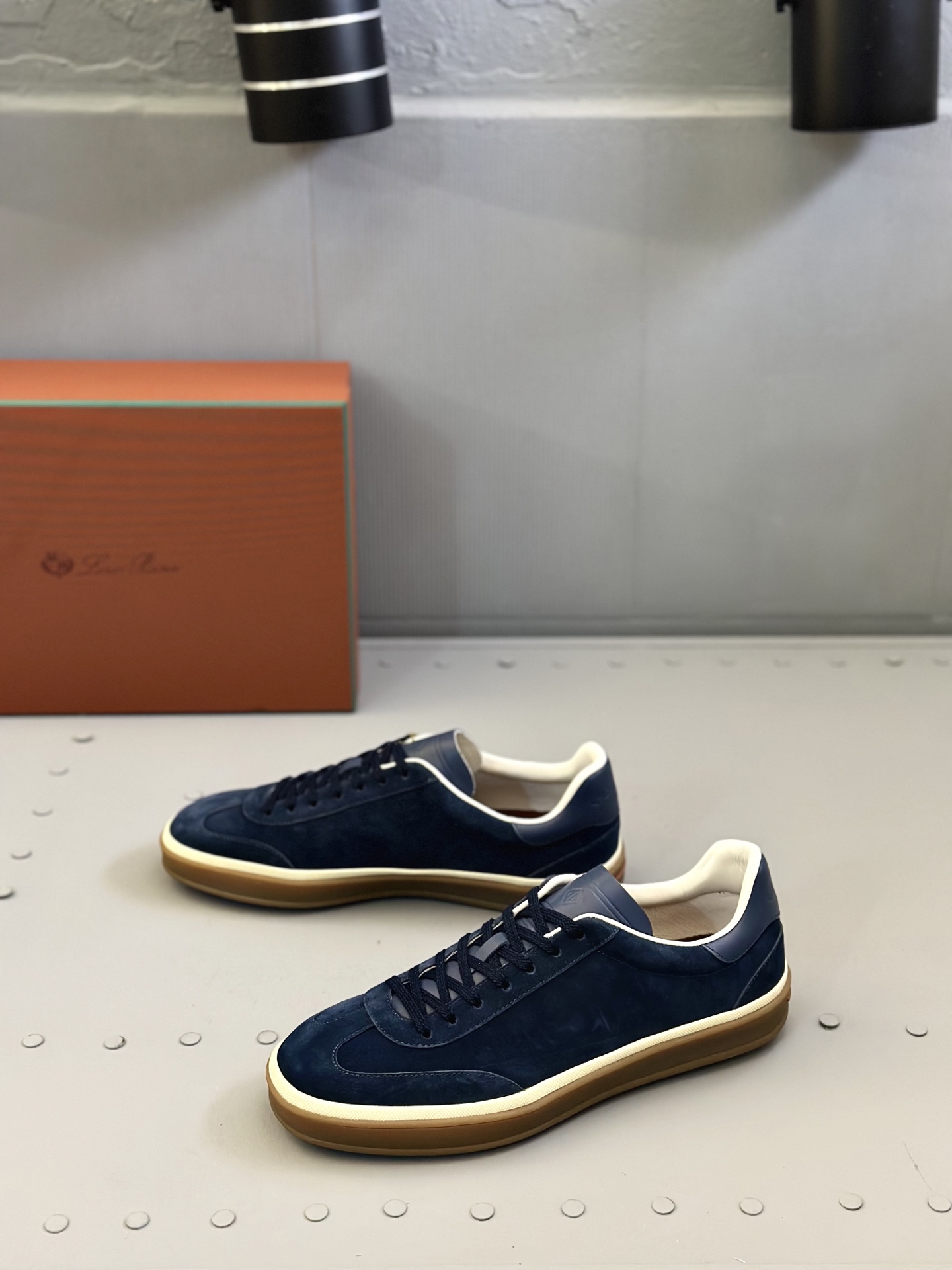 Loro Piana Men's Navy Blue Suede Leather Sneakers,Hand-stitched 4 i1743590575321 5861 0 2
