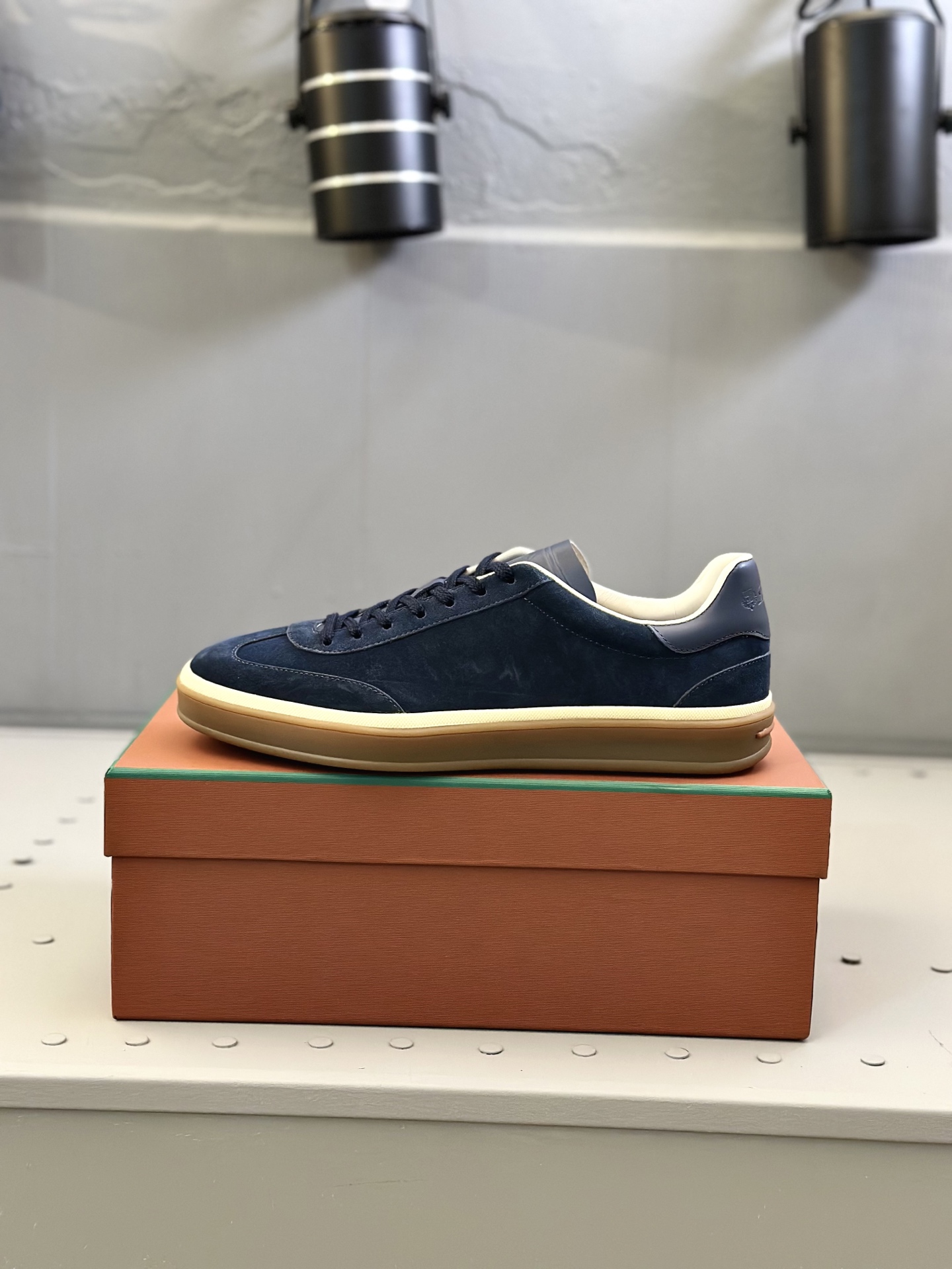 Loro Piana Men's Navy Blue Suede Leather Sneakers,Hand-stitched 7 i1743590578270 5143 0 5
