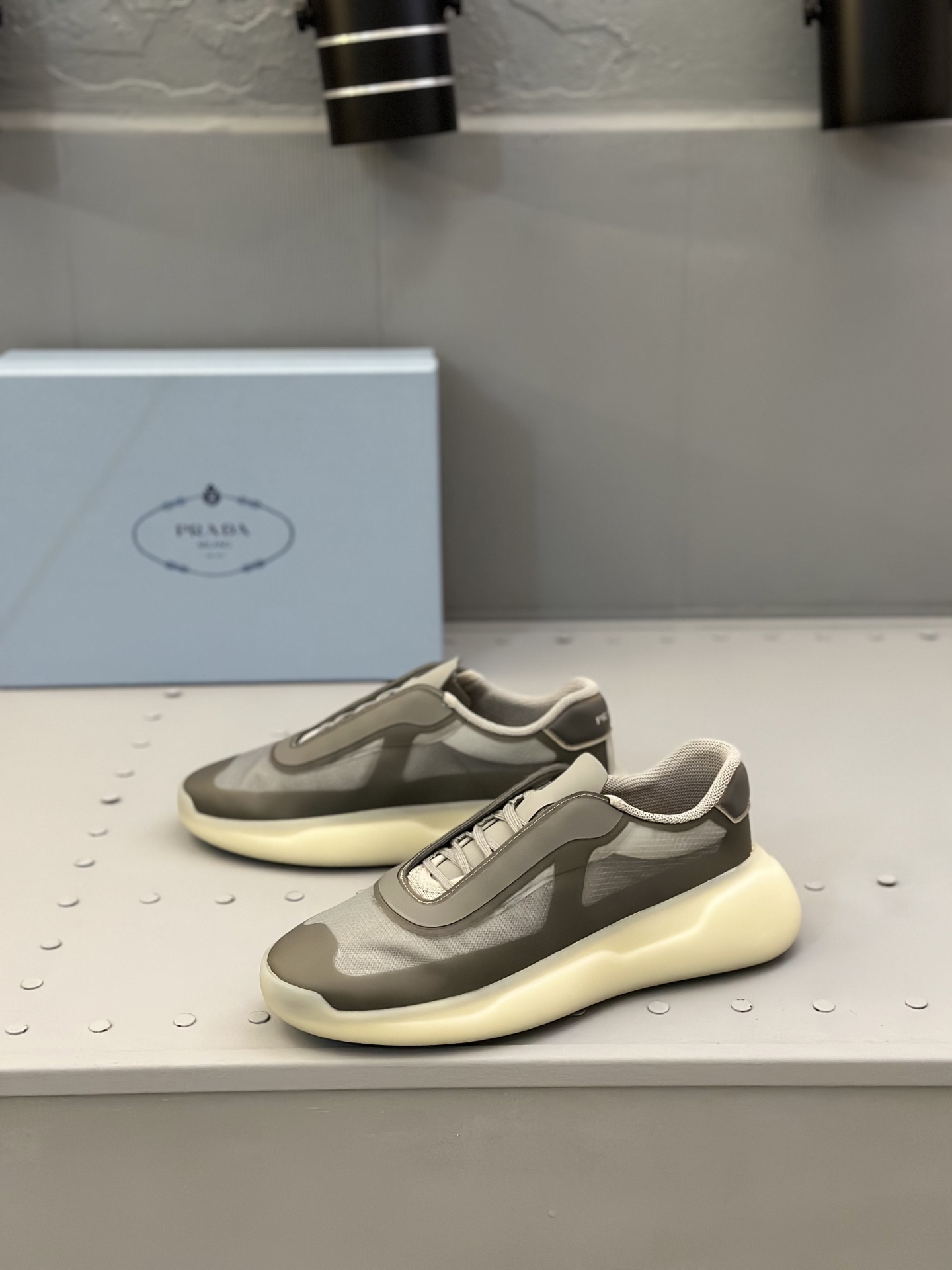 Prada Men's Leather and Mesh Lace-Up Sneakers, Casual Running Shoes 4 i1744709571272 5408 0 2