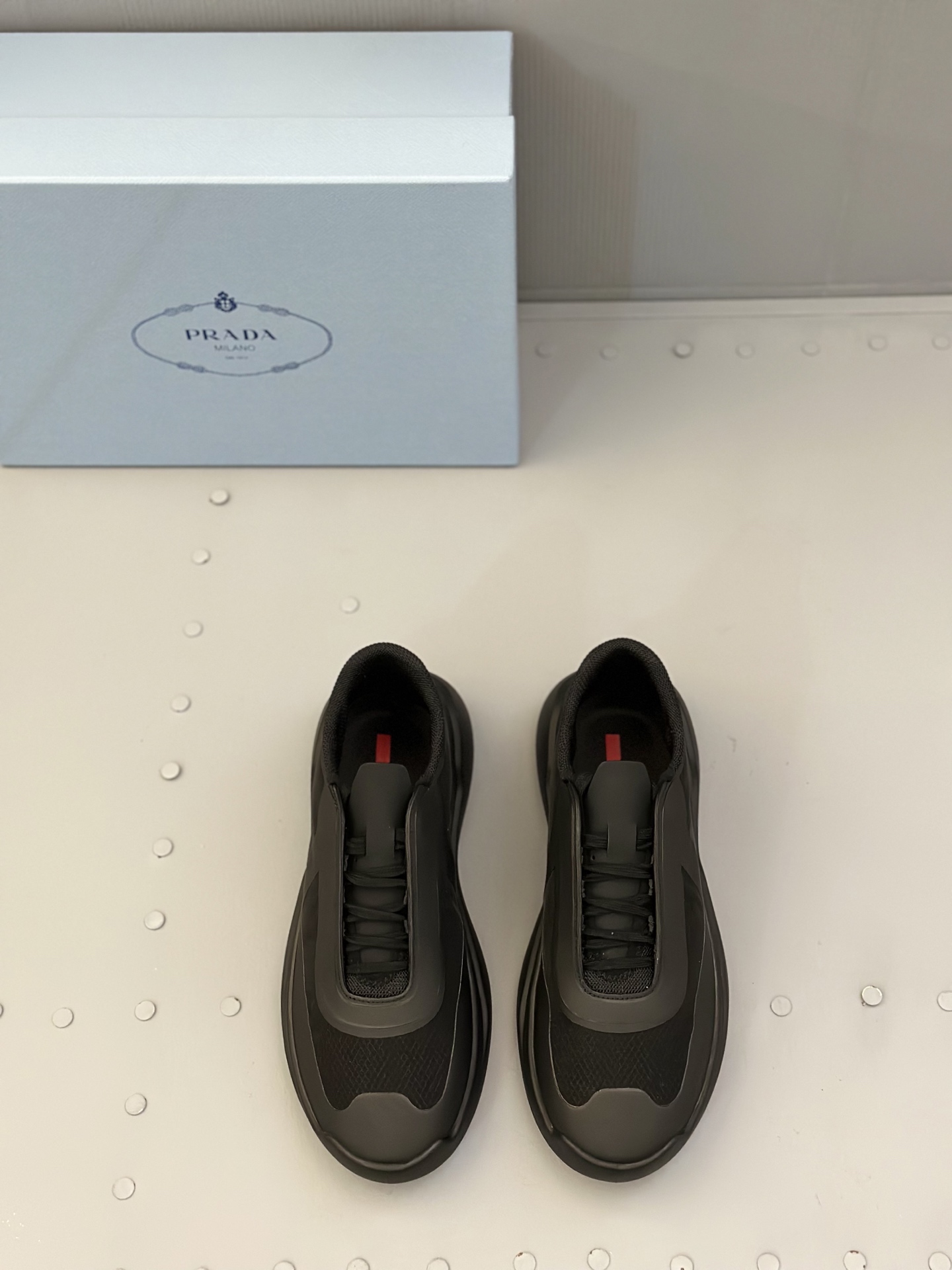 Prada Men's Leather and Mesh Lace-Up Sneakers - Premium Quality 1 Prada Men's Leather and Mesh Lace-Up Sneakers - Premium Quality